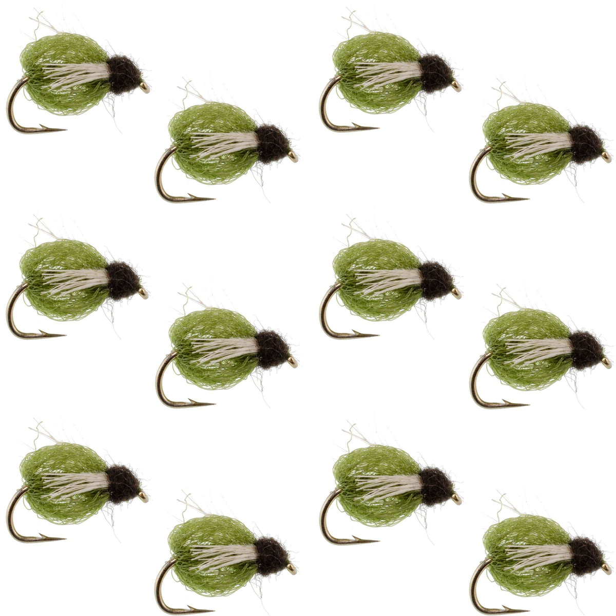 LaFontaine Olive Deep Sparkle Caddis Pupa - (12 Pack, Sz 18)