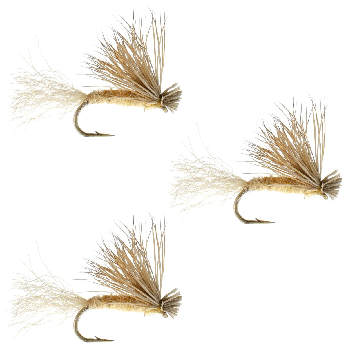Barbless Tan X Caddis – Emerging Dry Fly (3 Pack, Sz 16)