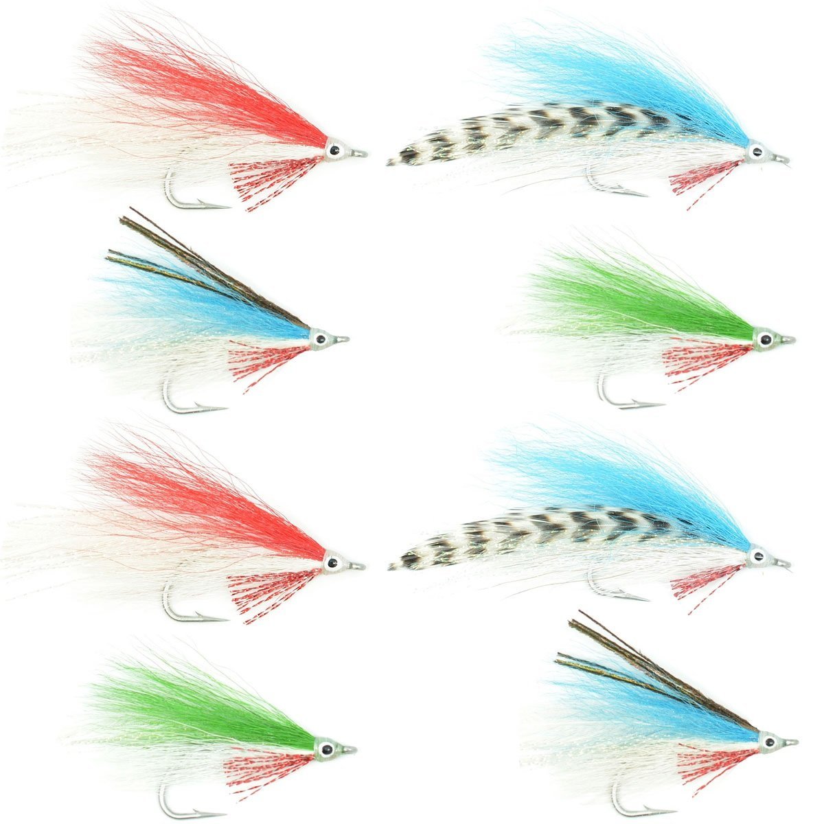 Lefty&#39;s Deceiver Fly Fishing Flies Collection - Assortment of 8 Saltwater and Bass Flies - Hook Size 1/0