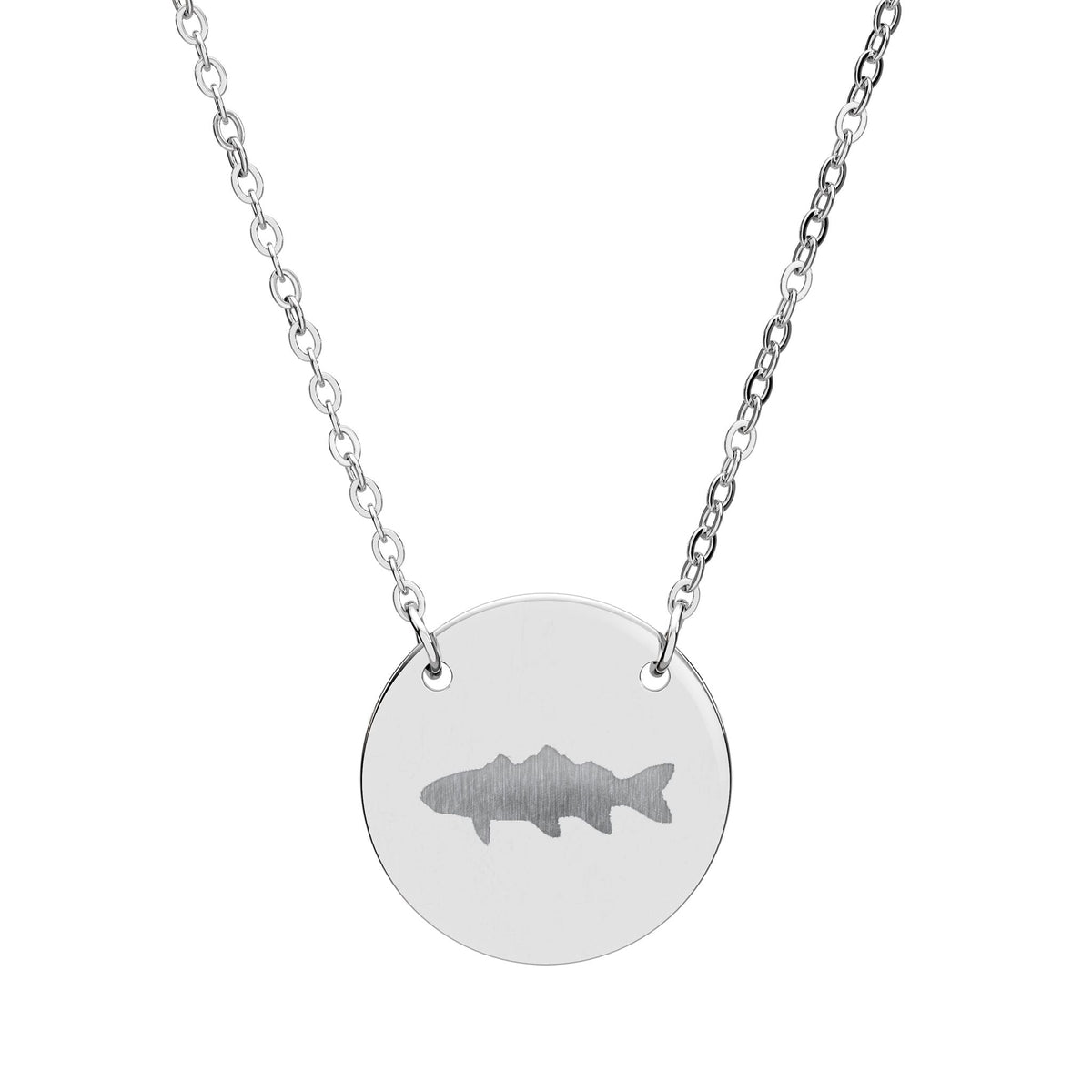 Engraved Circle Necklace with Sawtooth Fish