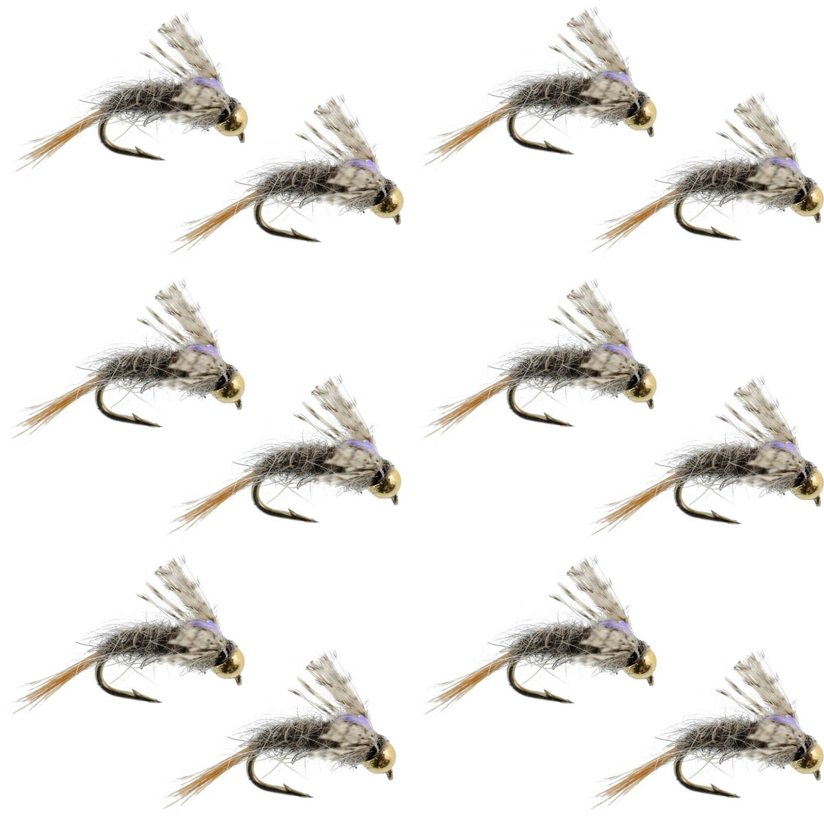 Barrs Baetis Emerger BWO Wet Fly Fishing Flies - (12 Pack, Sz 14)