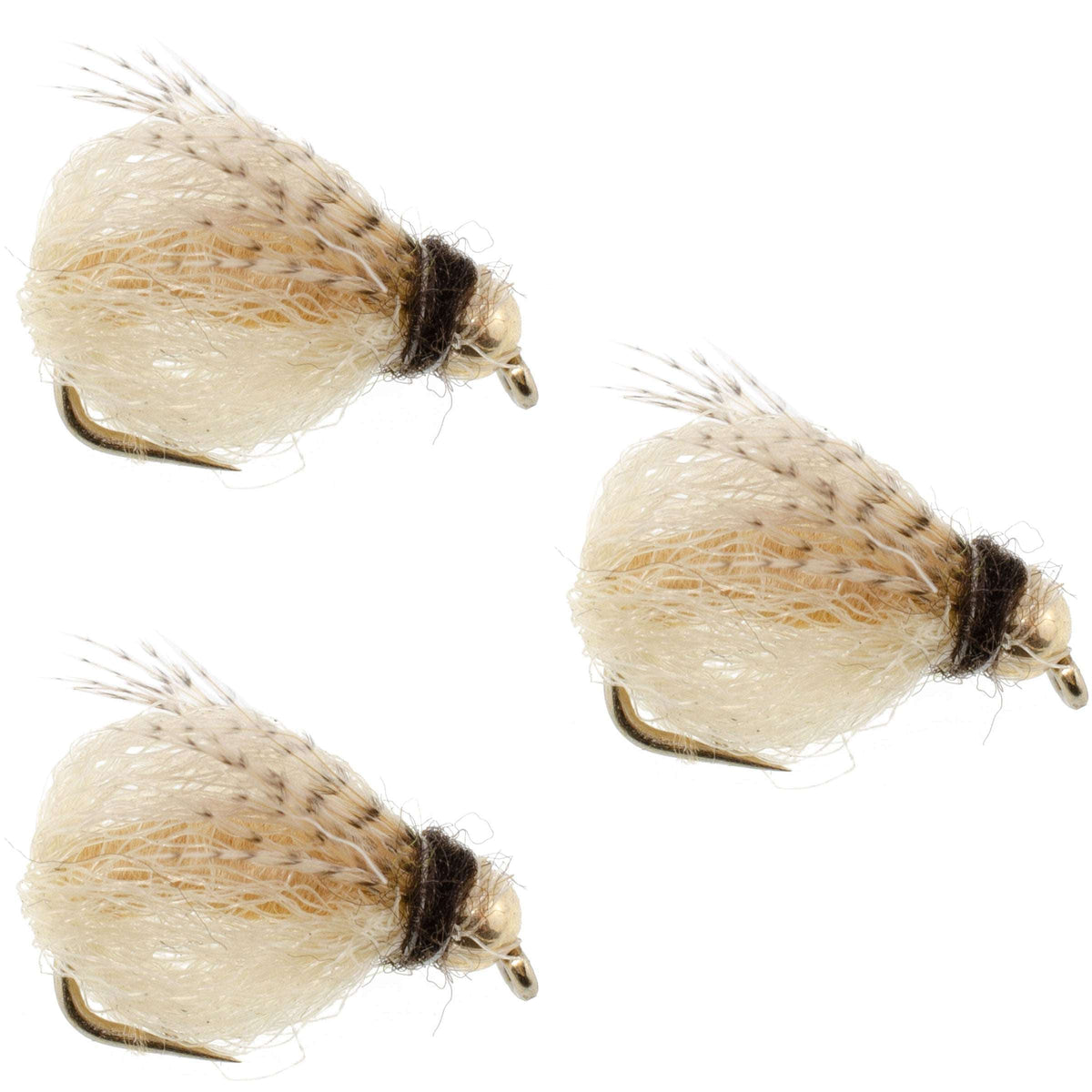 3 Pack Bead Head LaFontaine Tan Deep Sparkle Caddis Pupa - (Sz 14)