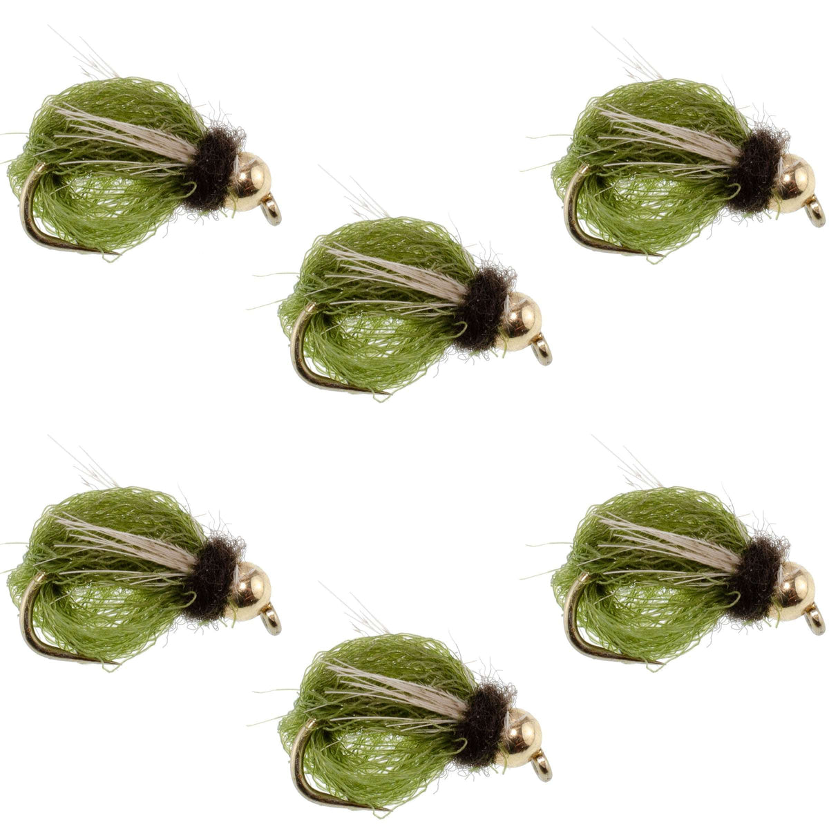 Bead Head LaFontaine Olive Deep Sparkle Caddis Pupa - (6 Pack, Sz 16)