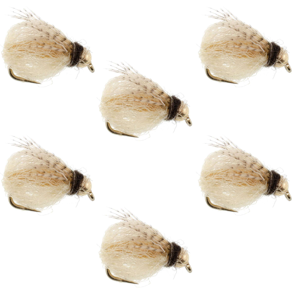 Bead Head LaFontaine Tan Deep Sparkle Caddis Pupa - (6 Pack, Sz 16)