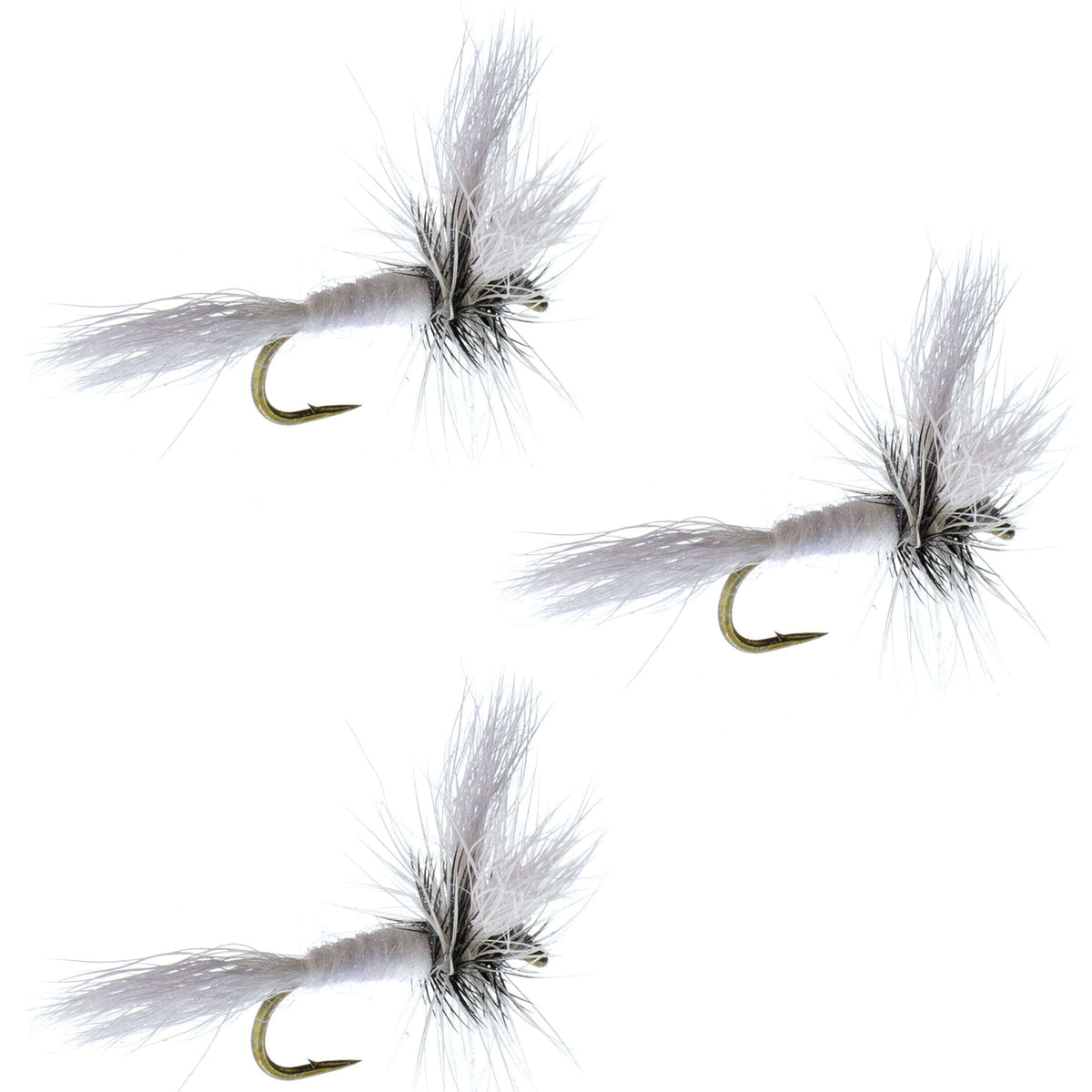 Barbless White Wulff Classic Hair Wing Dry Fly - (3 Pack, Sz 12)
