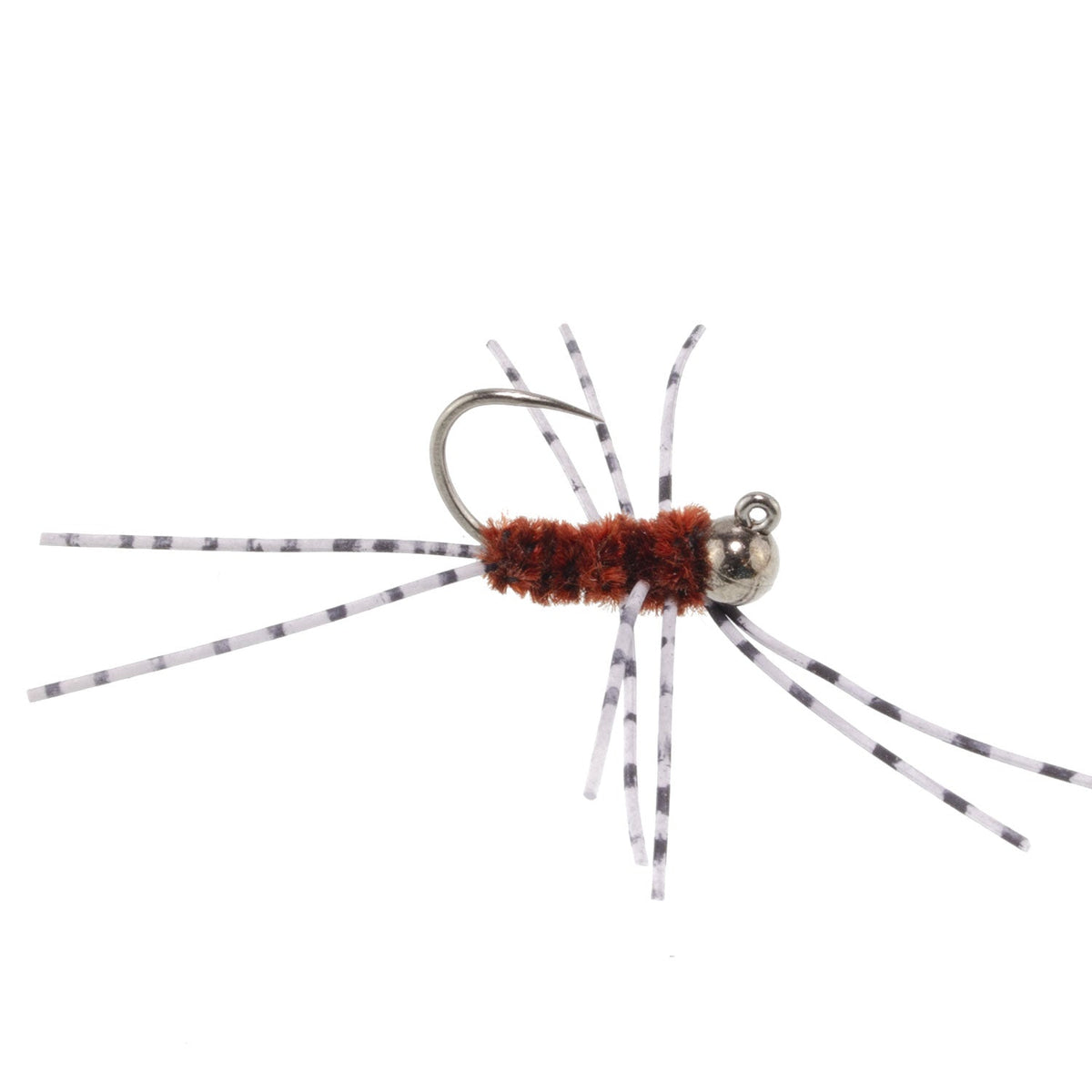 Barbless Pats Rubber Legs Tungsten Jig Brown Euro Nymph - (12 Pack, Sz 6)