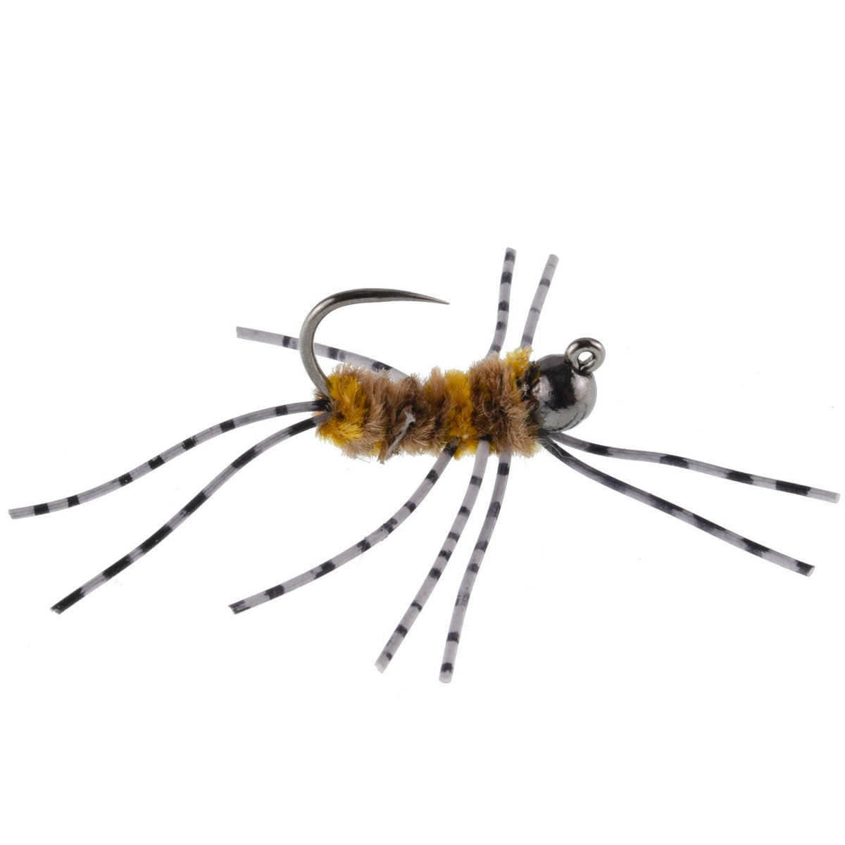Barbless Pats Rubber Legs Tungsten Jig Coffee/Tan Euro Nymph - (12 Pack, Sz 6)