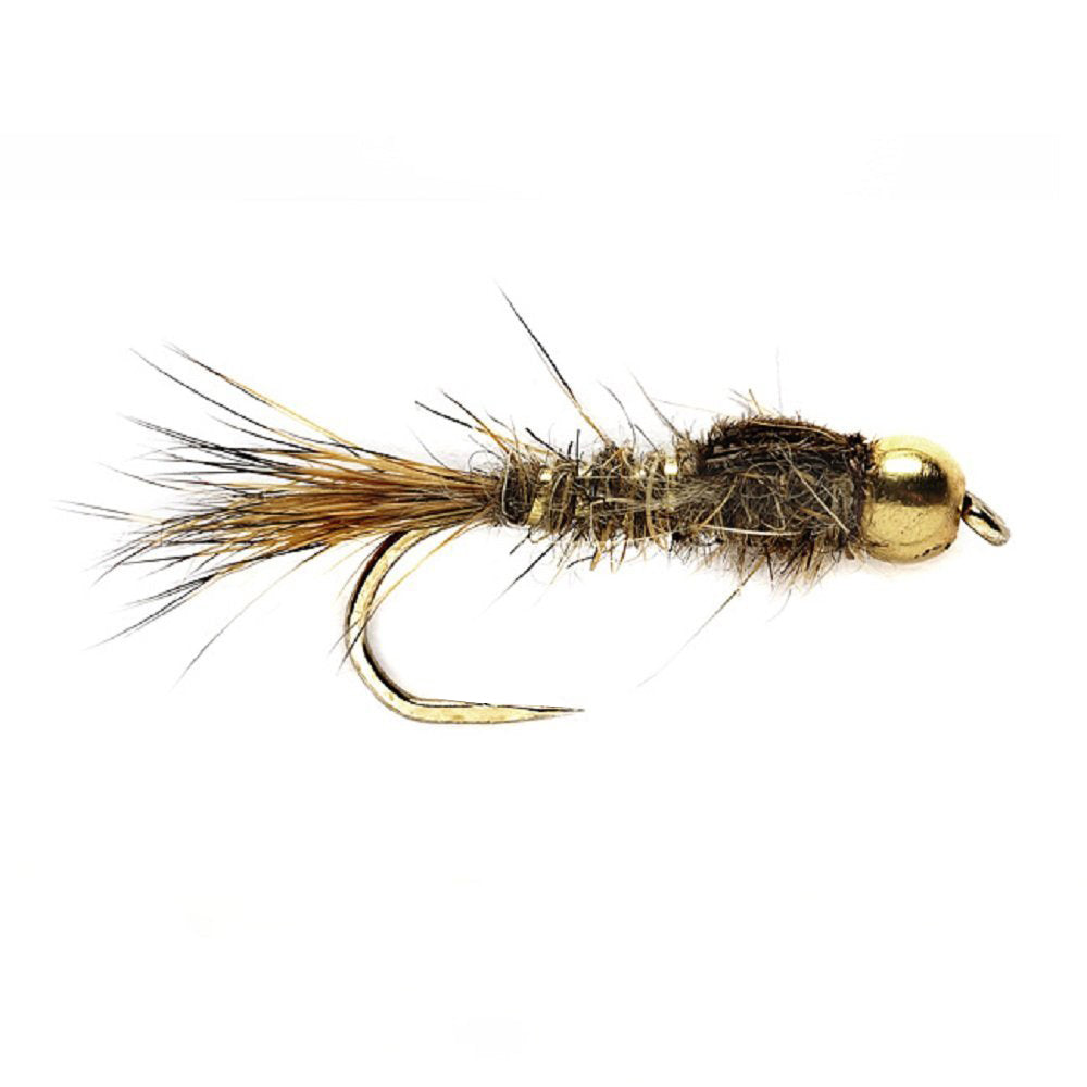 3 Pack Barbless Bead Head Gold Ribbed Hare&#39;s Ear Nymph Flies Hook Size 16
