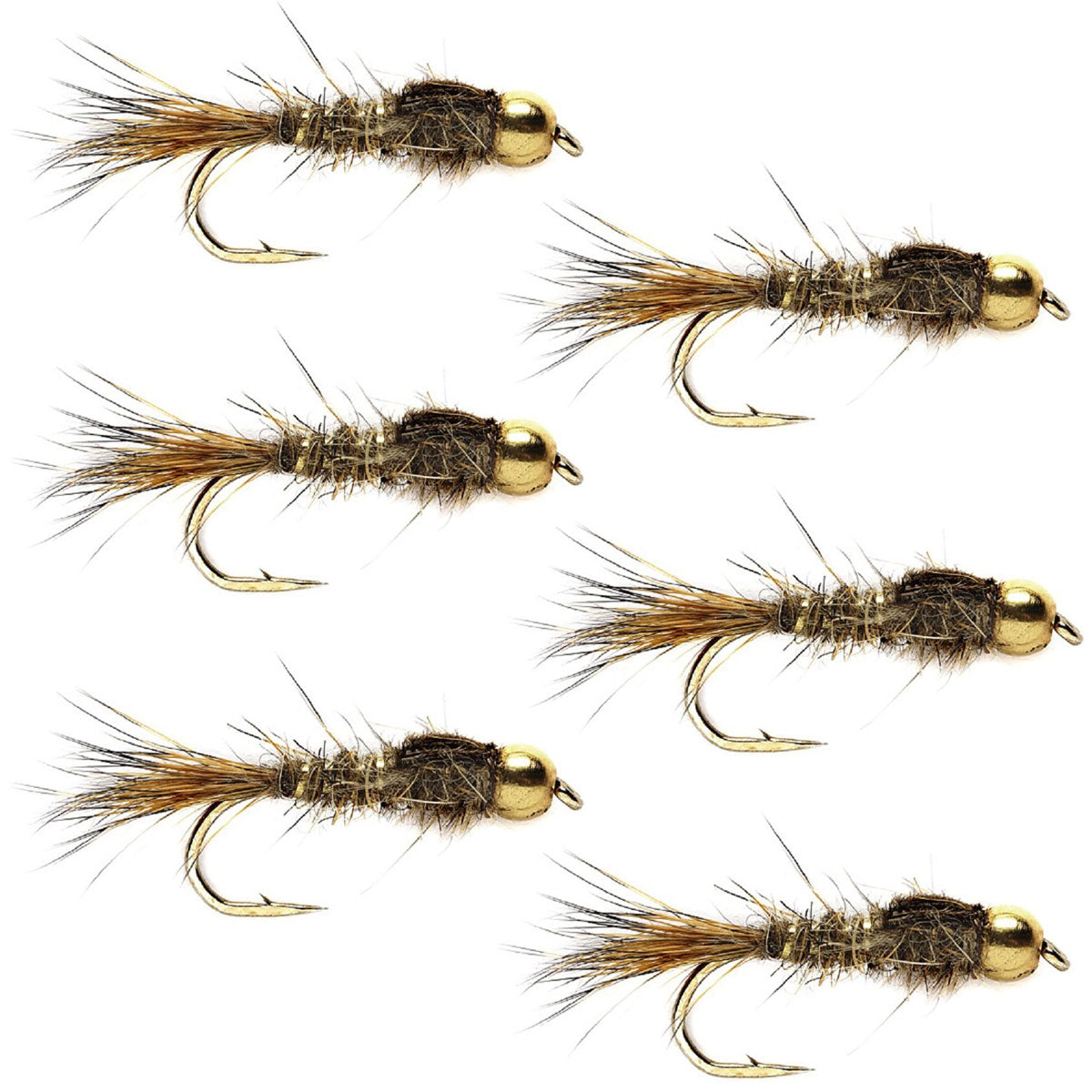 Bead Head Nymph Fly Fishing Flies - Gold Ribbed Hare&#39;s Ear Trout Fly - Nymph Wet Fly - 6 Flies Hook Size 16