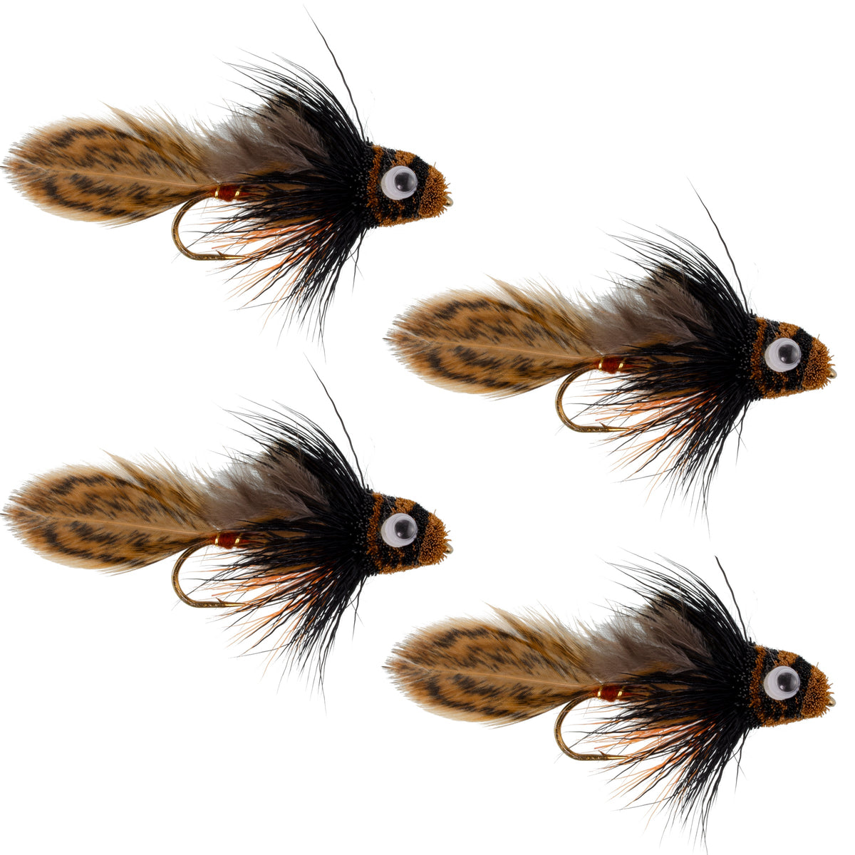 Big Eye Brown Sculpin Streamer Flies - (4 Pack, Sz 2)