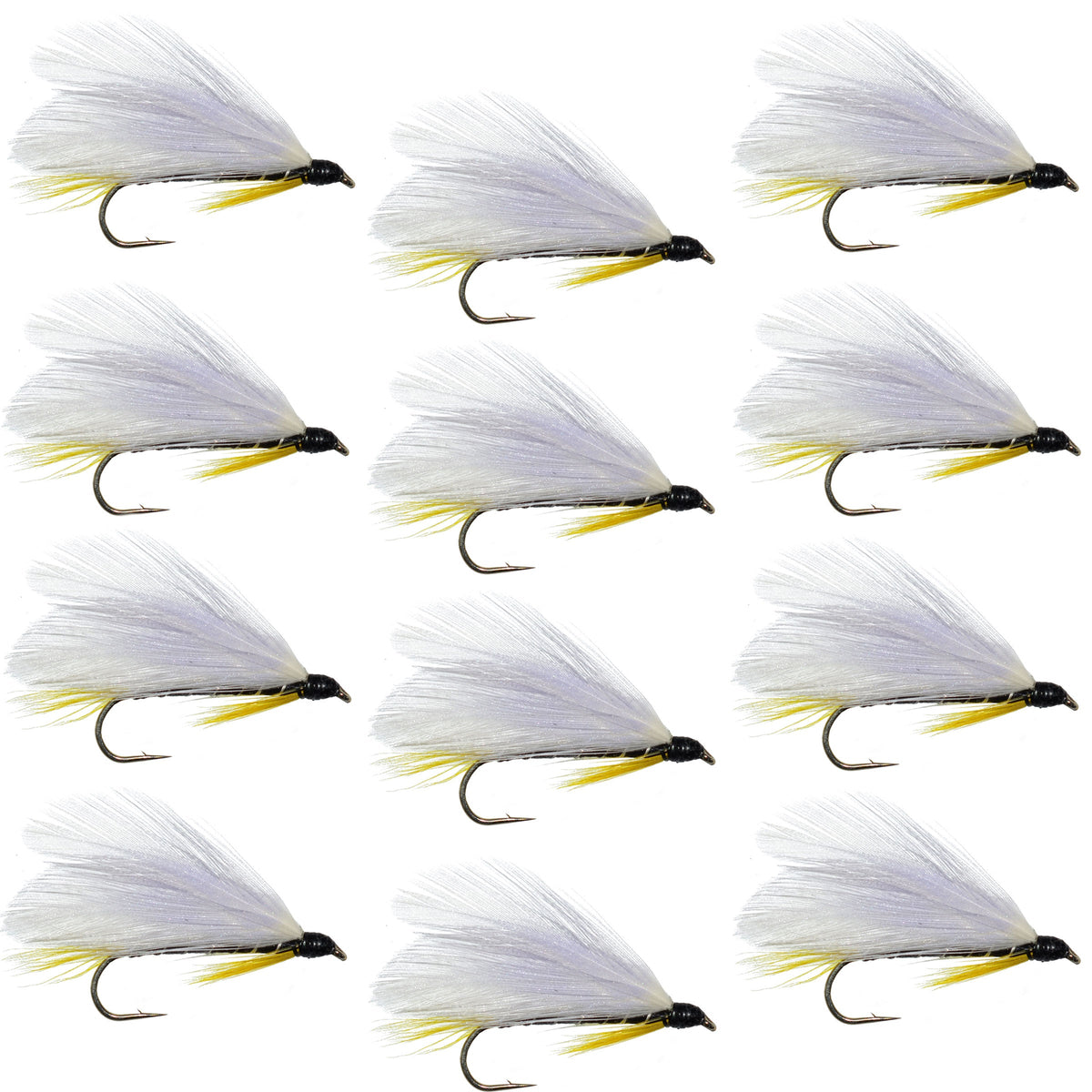 Black Ghost Classic Trout Streamer Fly - Set of 12 - Hook Size 4
