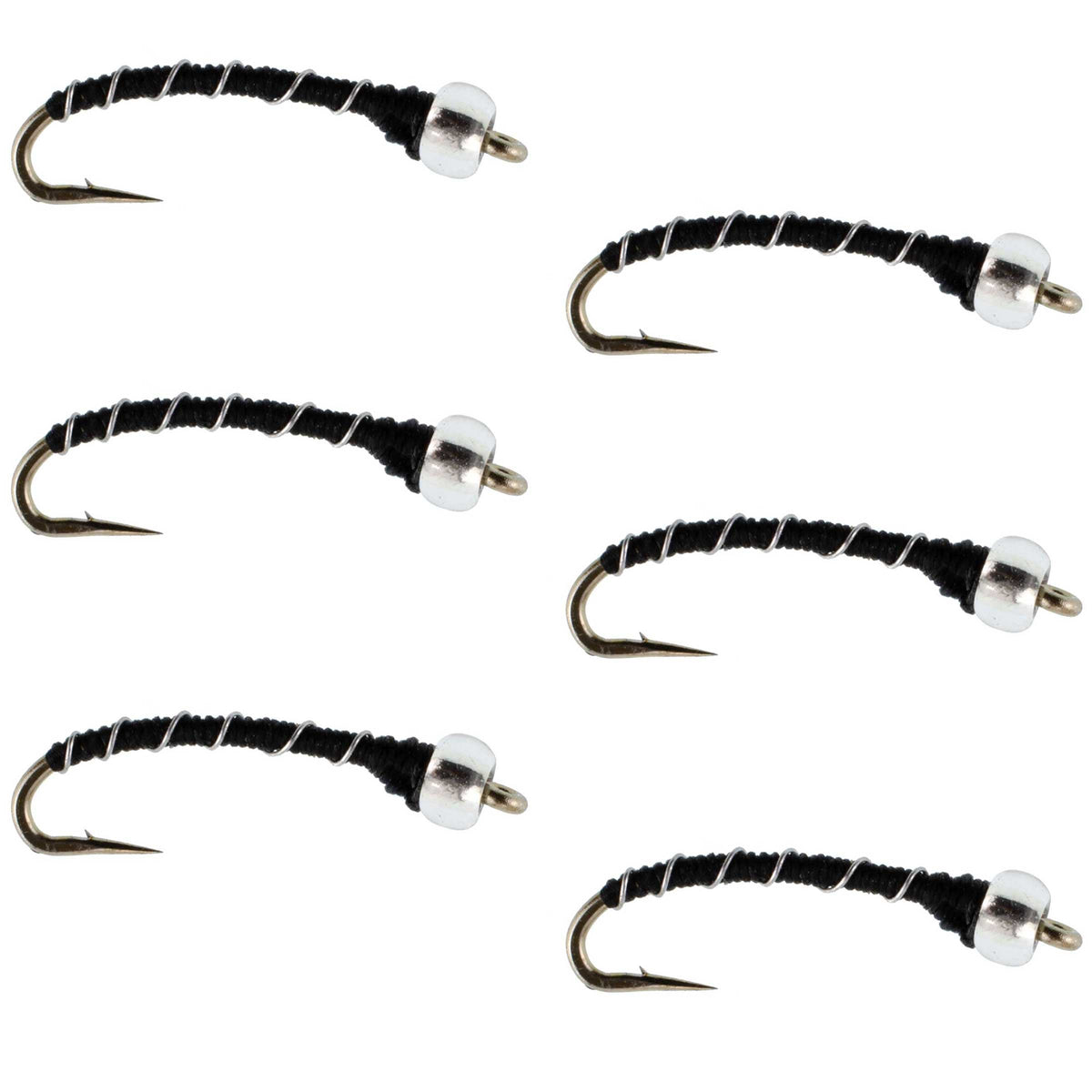 Black Mercury Midge - Glass Bead Head - 6 Flies Size 18
