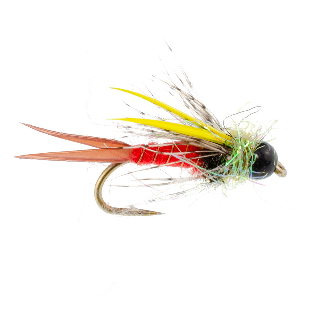 Tungsten Bead Head Nicks Prince Special Nymph Fishing Flies - 12 Flies Hook Size 14