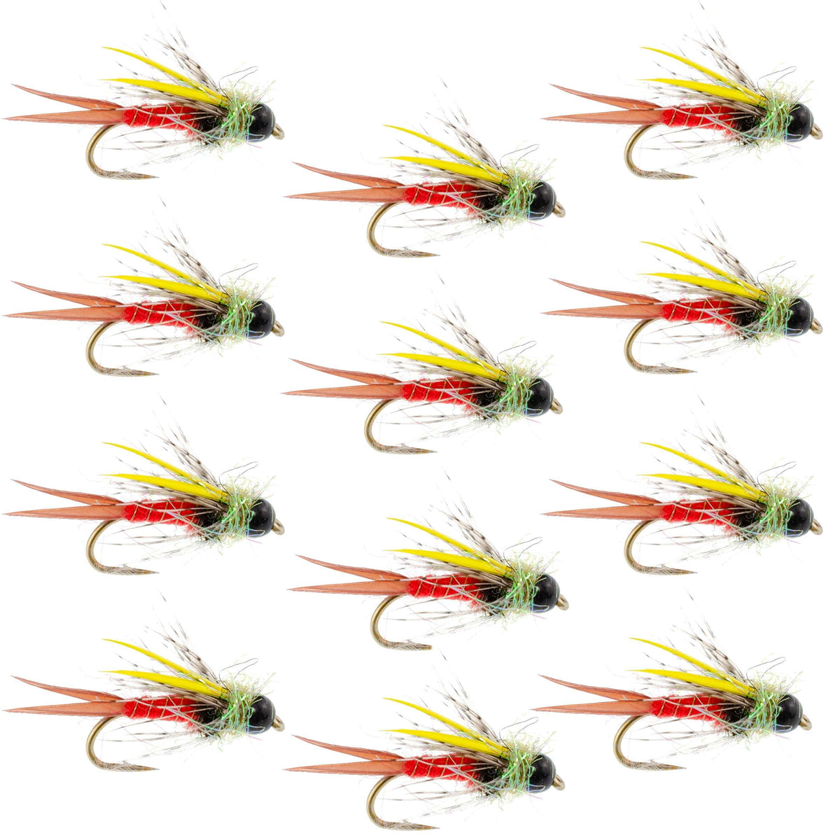 Tungsten Bead Head Nicks Prince Special Nymph Fishing Flies - (12 Pack, Sz 10)