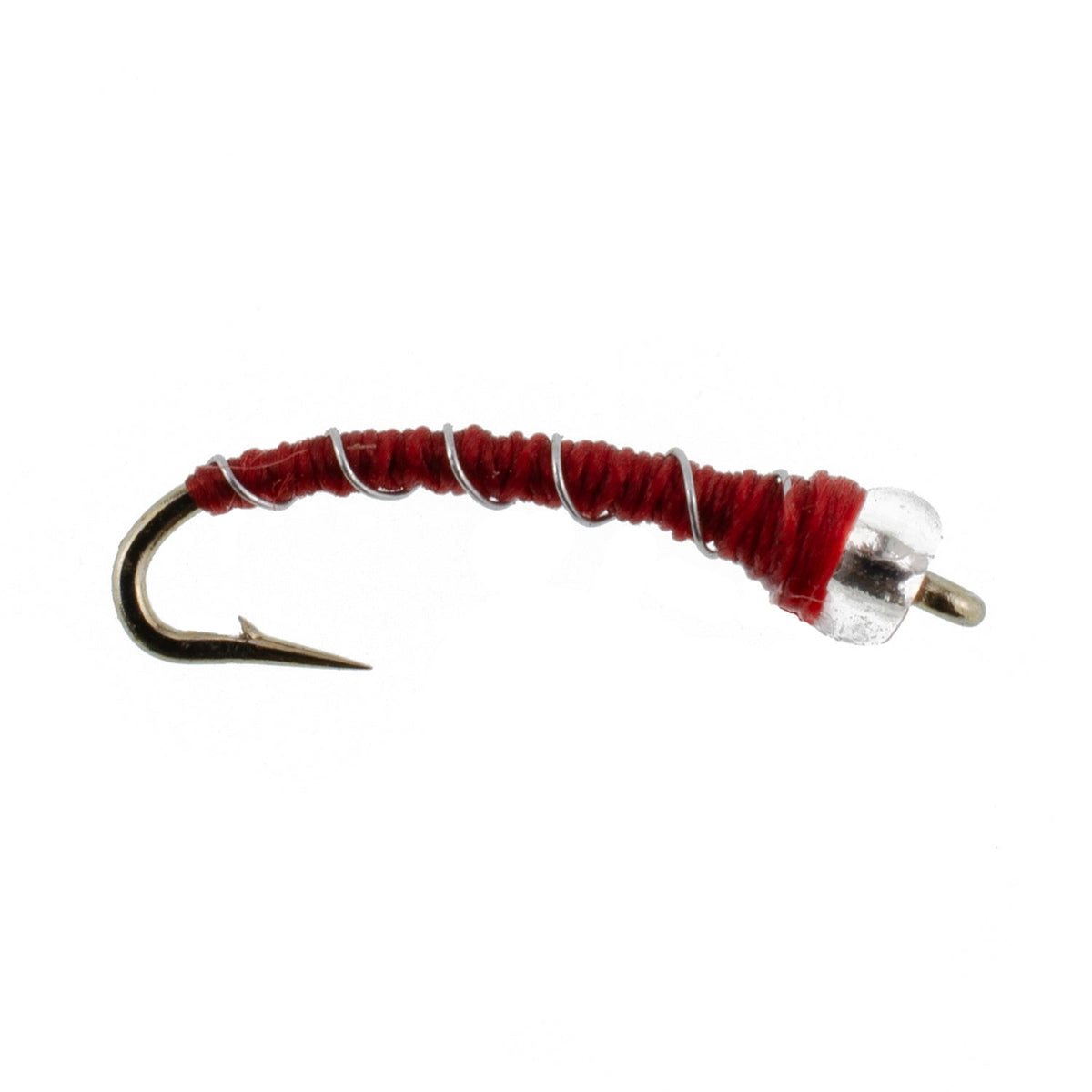 Mercury Red Blood Midge - Glass Bead Head - (3 Pack, Sz 18)