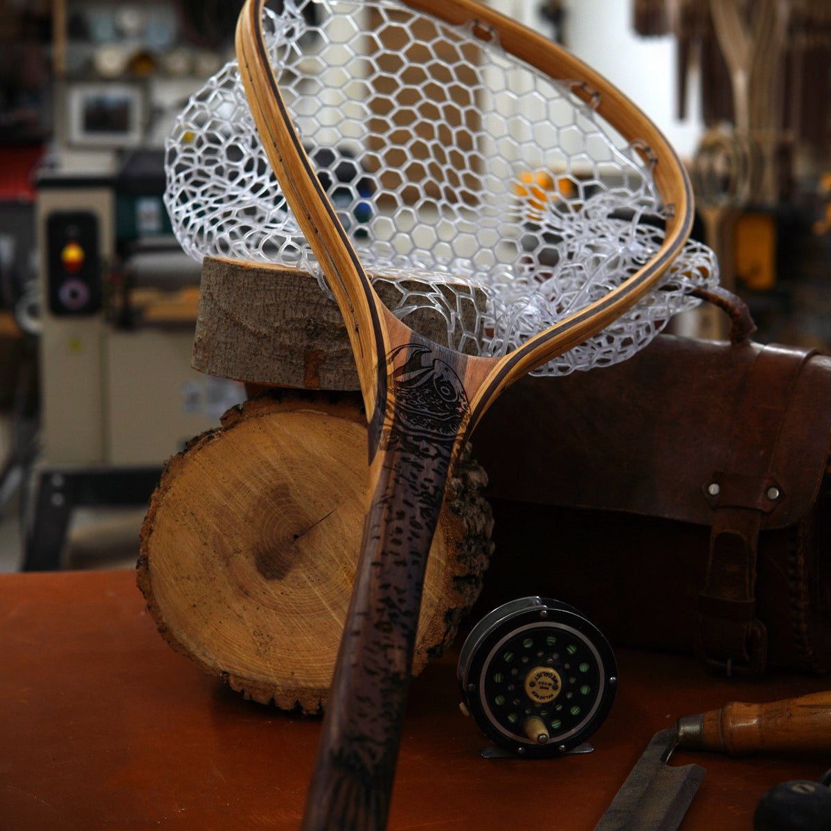 Big Dipper 24&quot;x17&quot; - Brown Trout Engraved - Classic Fly Fishing Traditional Landing Net - Handcrafted &amp; Made in USA
