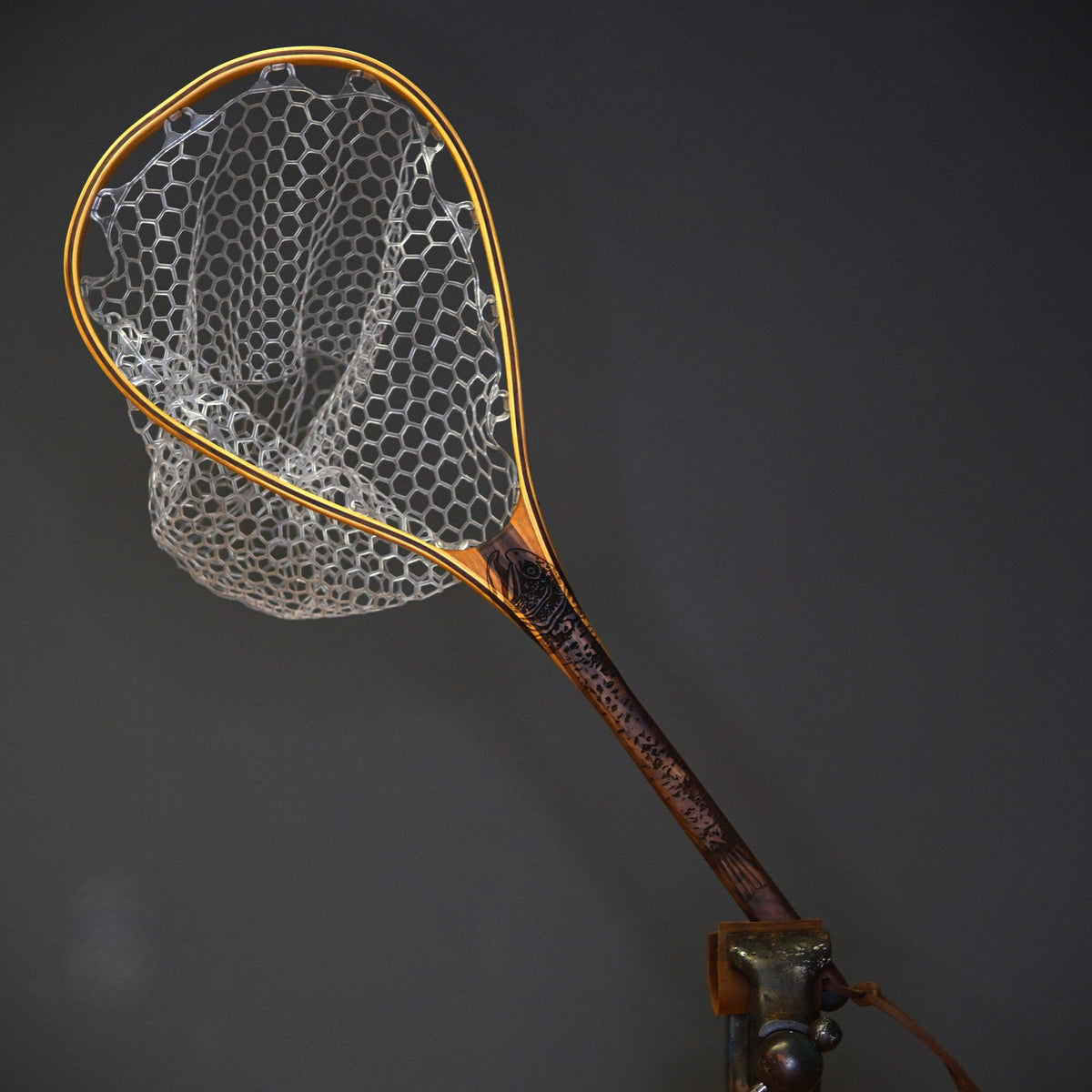 XL 18&quot;x14&quot; - Brown Trout Engraved - Classic Fly Fishing Traditional Landing Net - Handcrafted &amp; Made in USA