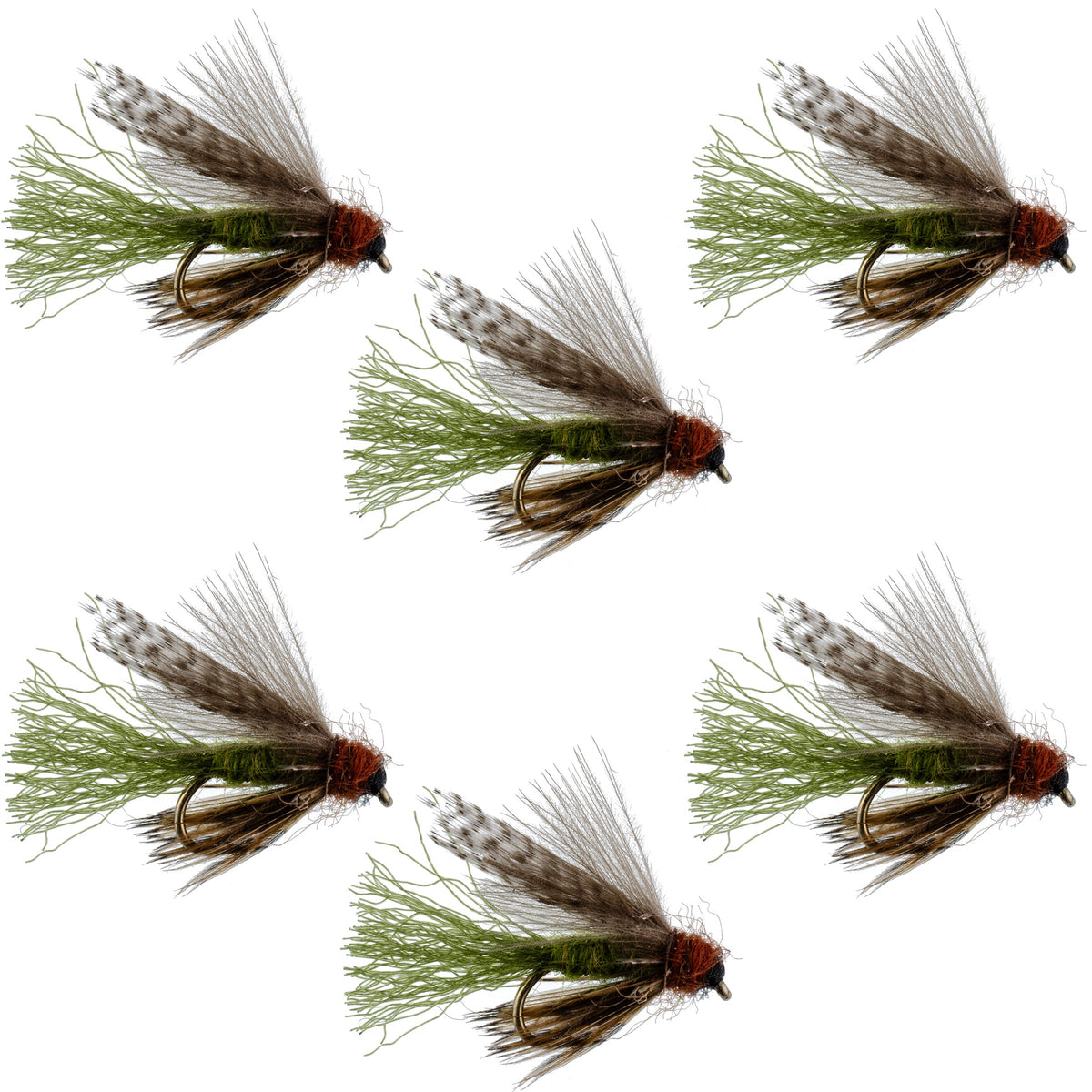 Olive CDC Caddis Emerger 6 Flies Hook Size 14