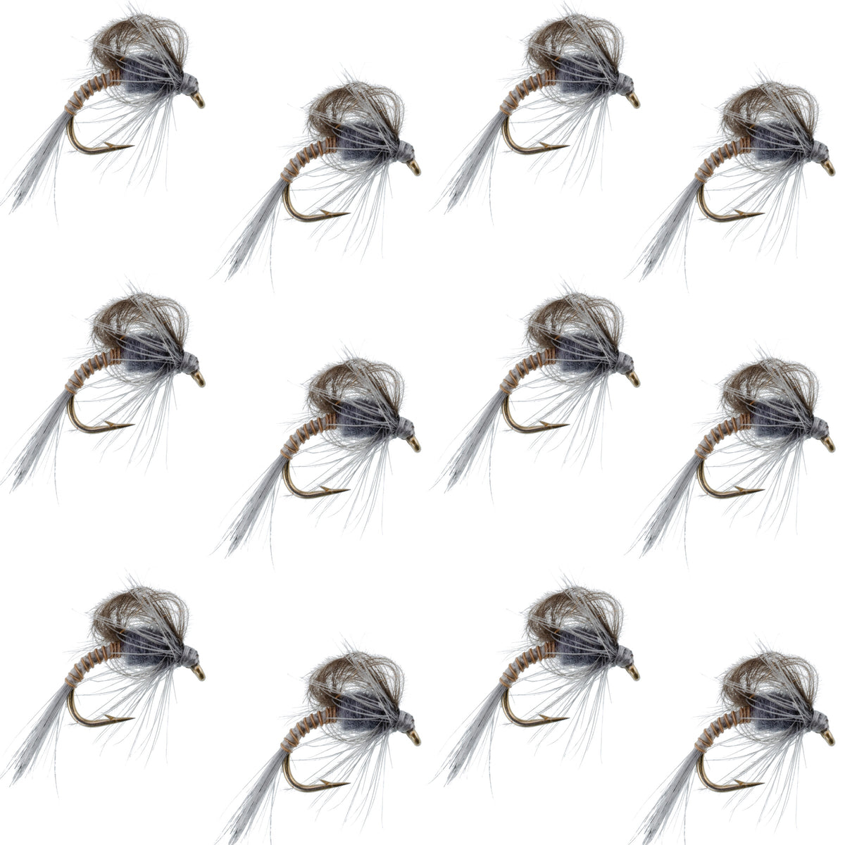 CDC Loop Wing Adams Emerger Fly 12 Flies - Hook Size 18