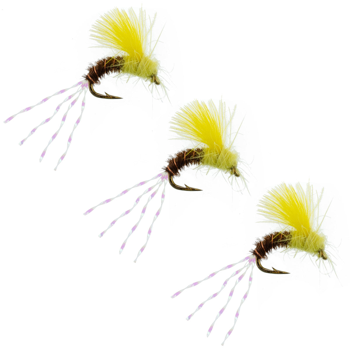 CDC Pale Morning Dun Emerger PMD Fishing Flies - (3 Pack, Sz 16)