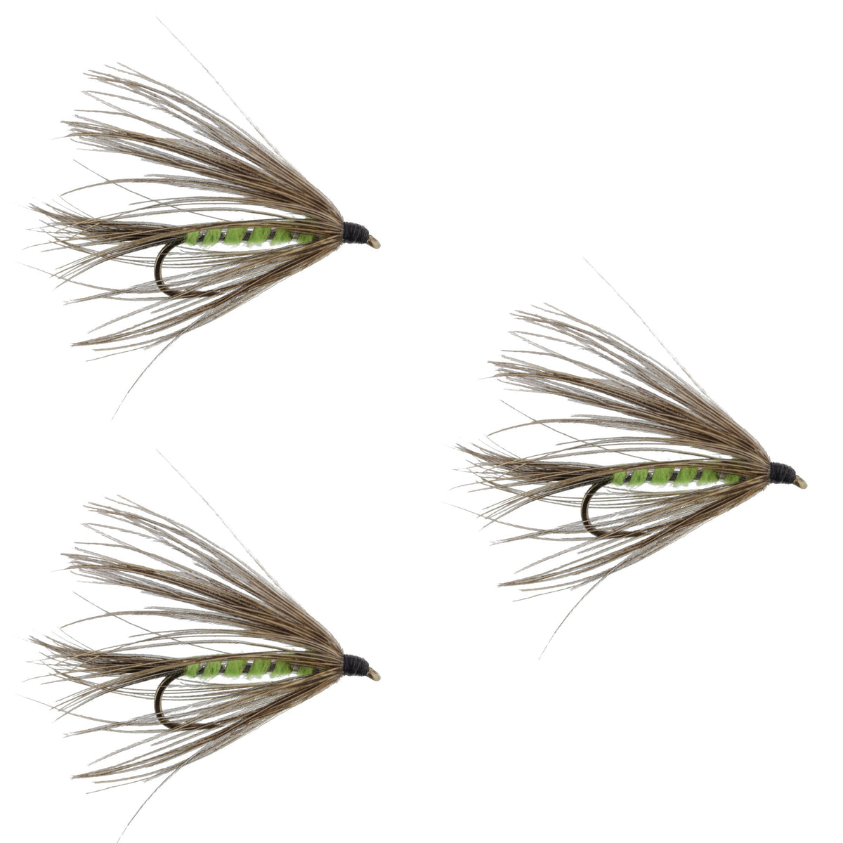 Carey Special Soft Hackle Grouse and Bright Green Wet Fly - (3 Pack, Sz 10)