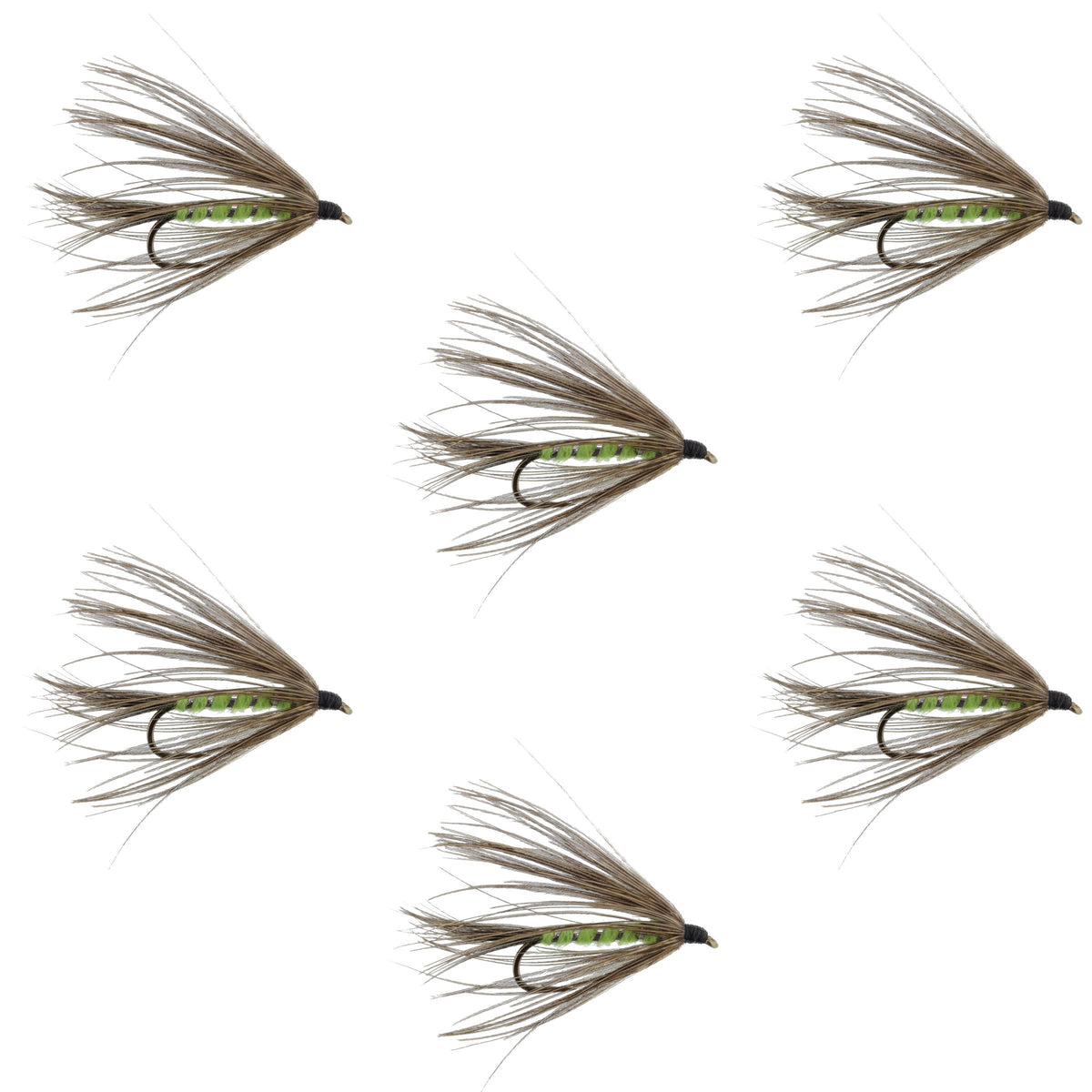 Carey Special Soft Hackle Grouse and Bright Green Wet Fly - (6 Pack, Sz 10)