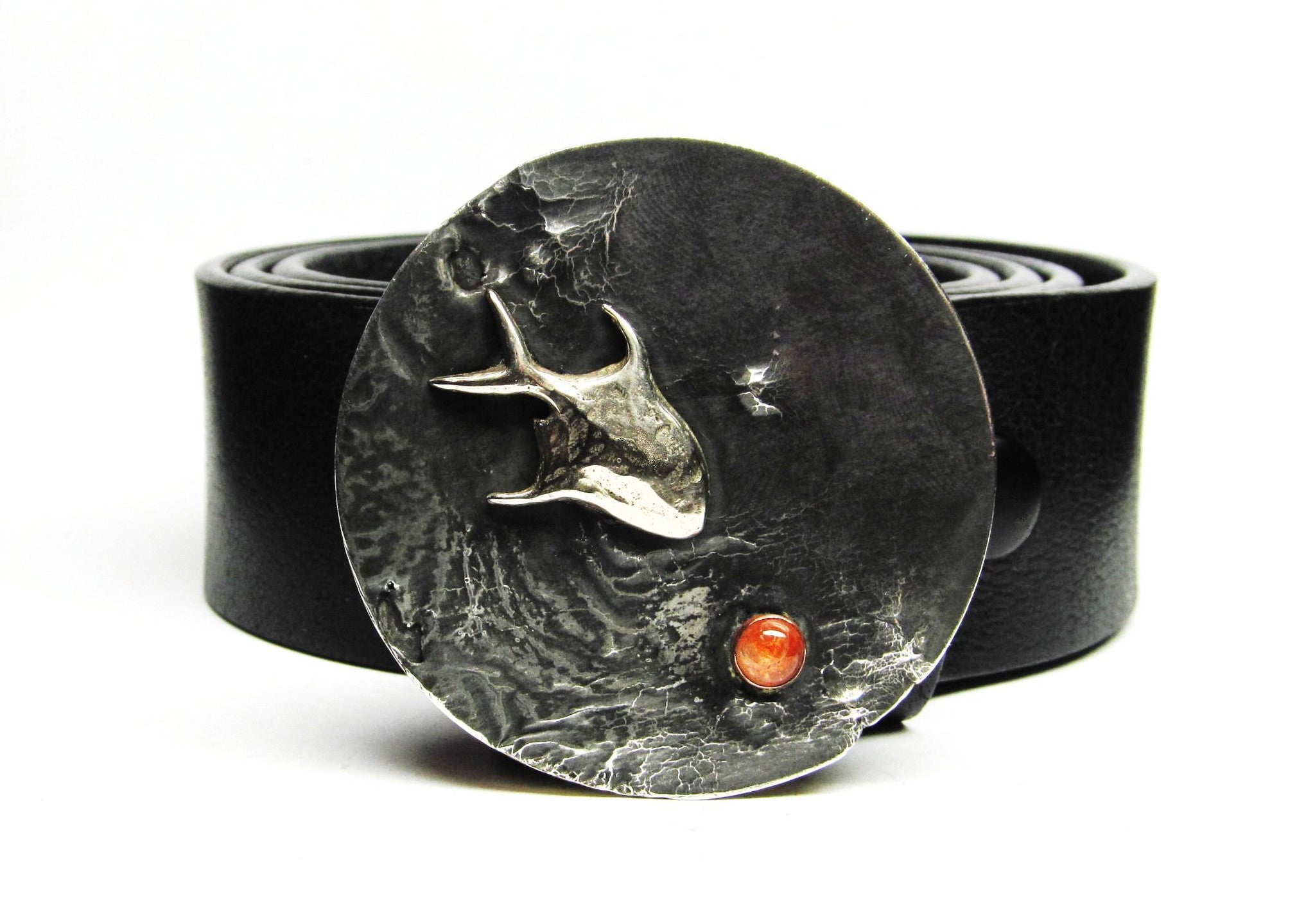 The Crab Crusher Permit Buckle with Buffalo Leather Belt