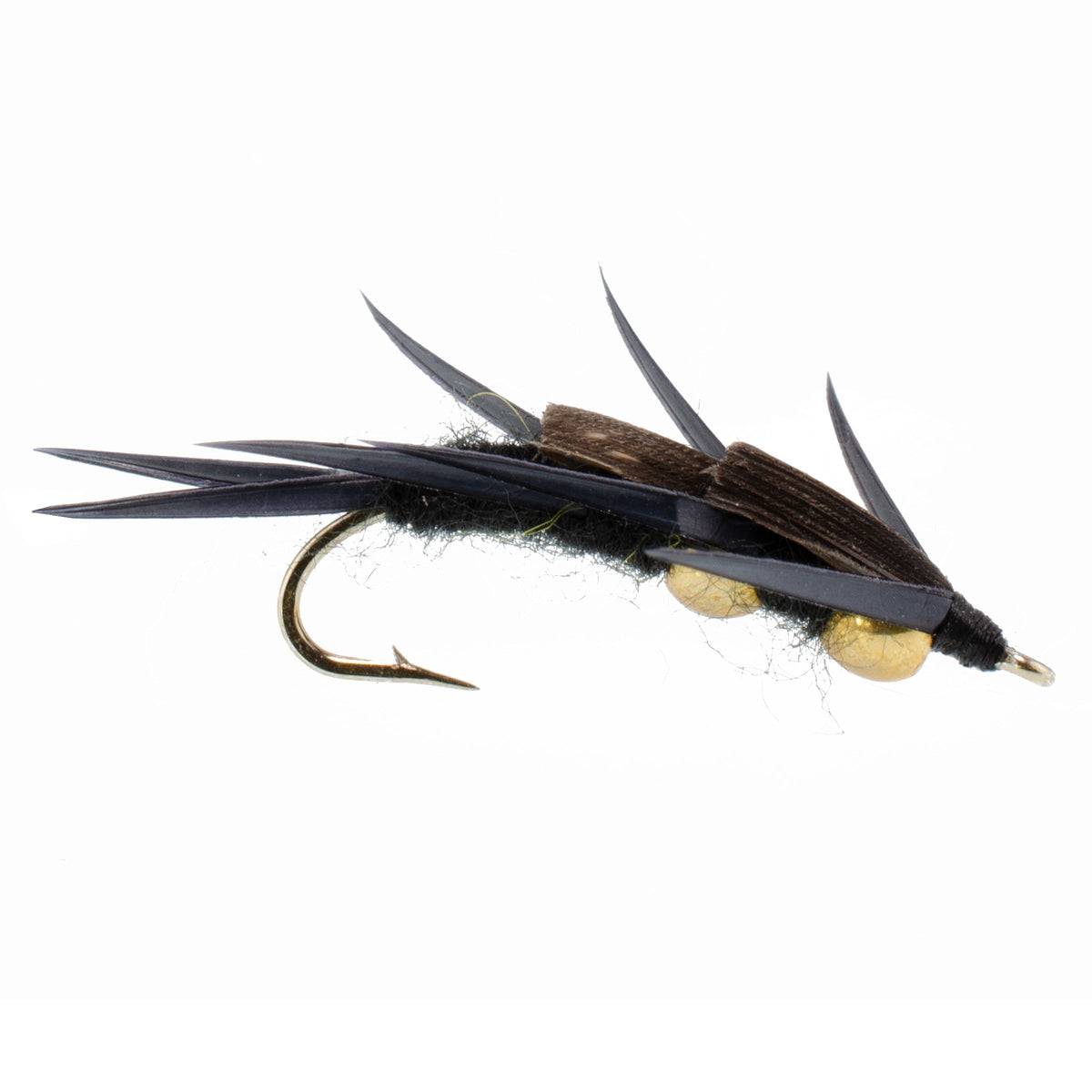 3 Pack Double Bead Black Stonefly with Black Biot Legs - Nymph - Hook Size 8