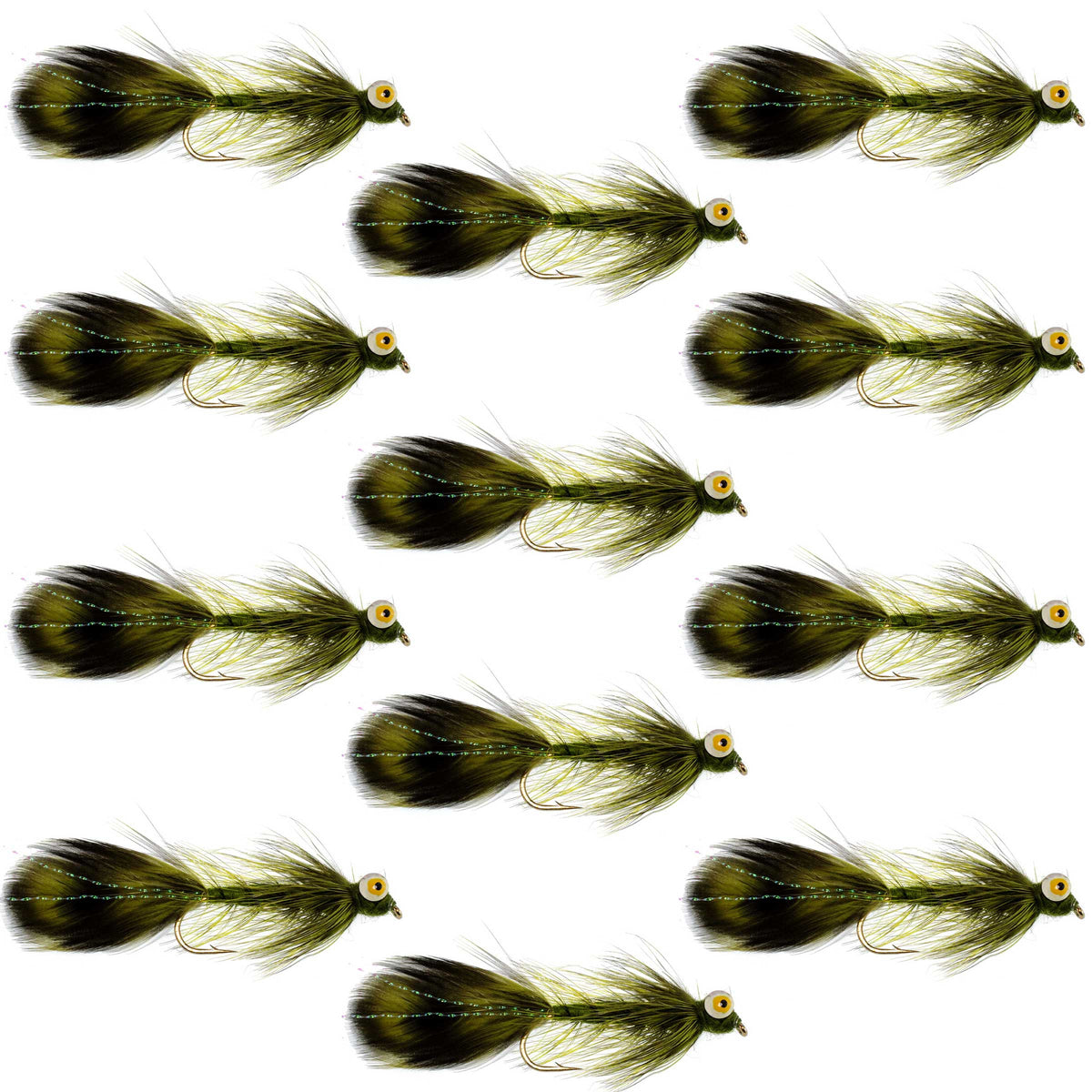 Whitlock Near Nuff Sculpin Olive Streamer - 12 Flies Size 4