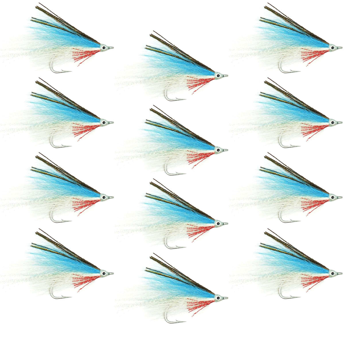 Lefty&#39;s Deceiver Saltwater Streamer Fly - Blue/White - 1 Dozen Hook Size 1/0