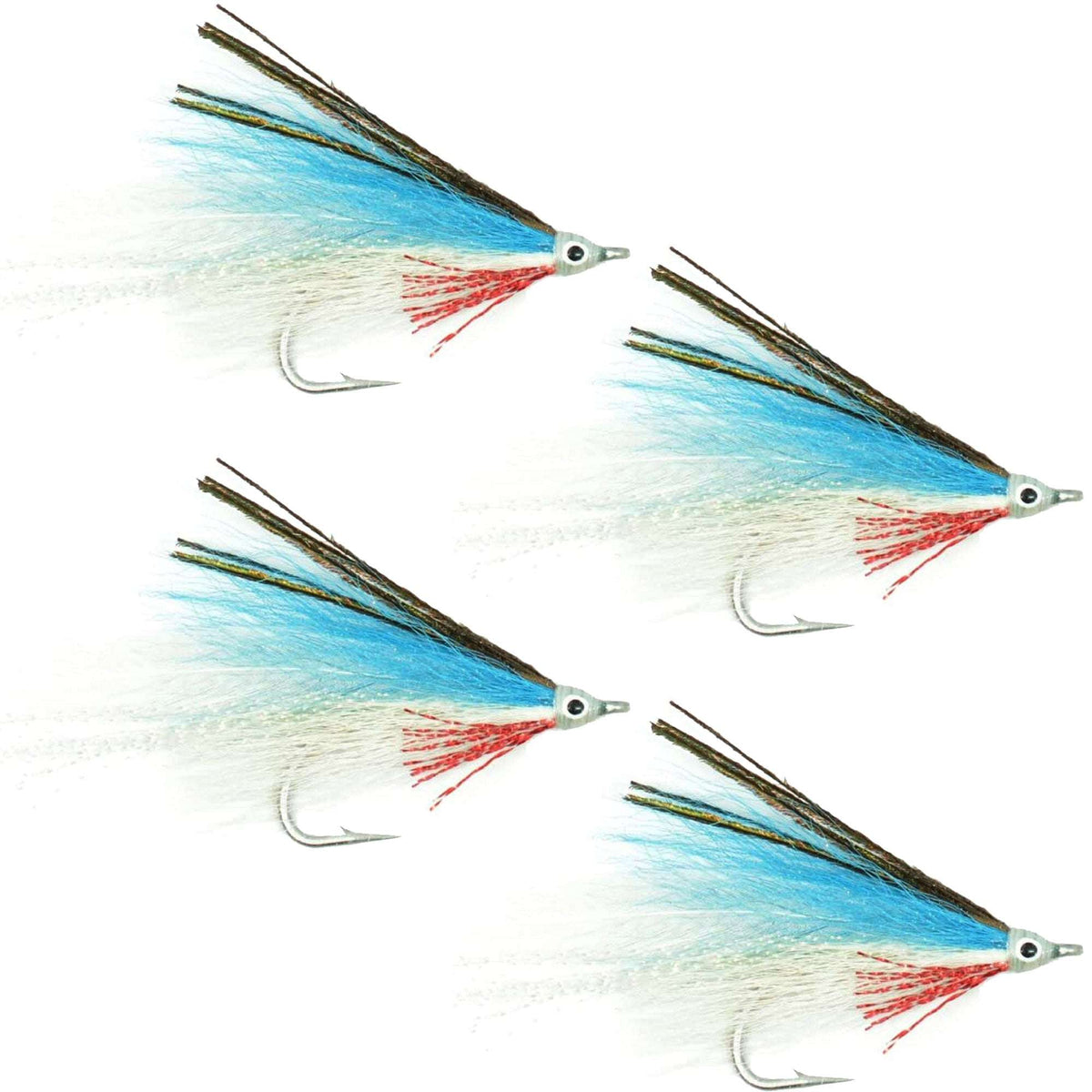 Lefty&#39;s Deceiver Saltwater Streamer Fly - Blue/White - 4 Flies Hook Size 1/0
