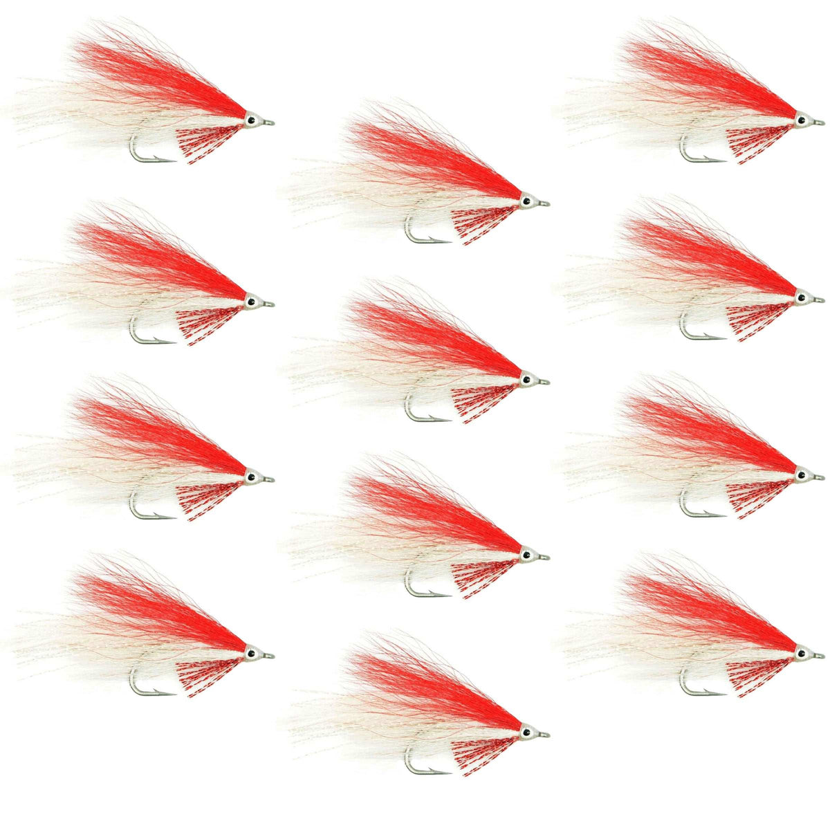 Lefty&#39;s Deceiver Saltwater Streamer Fly - Red/White - 1 Dozen Hook Size 1/0
