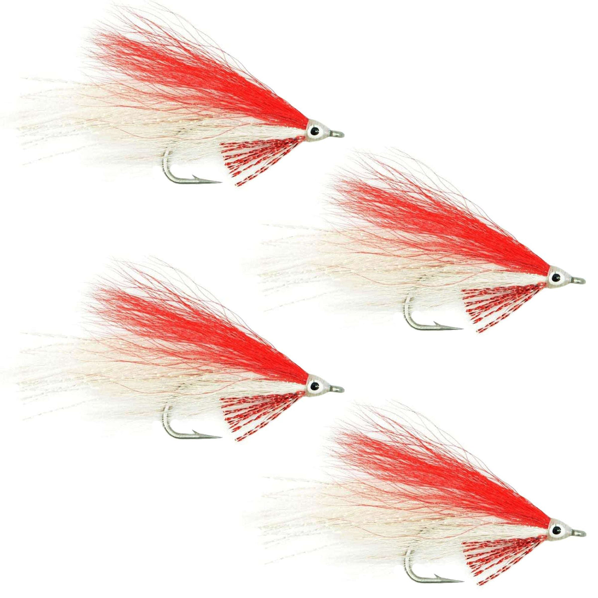 Lefty&#39;s Deceiver Saltwater Streamer Fly - Red/White - 4 Flies Hook Size 1/0