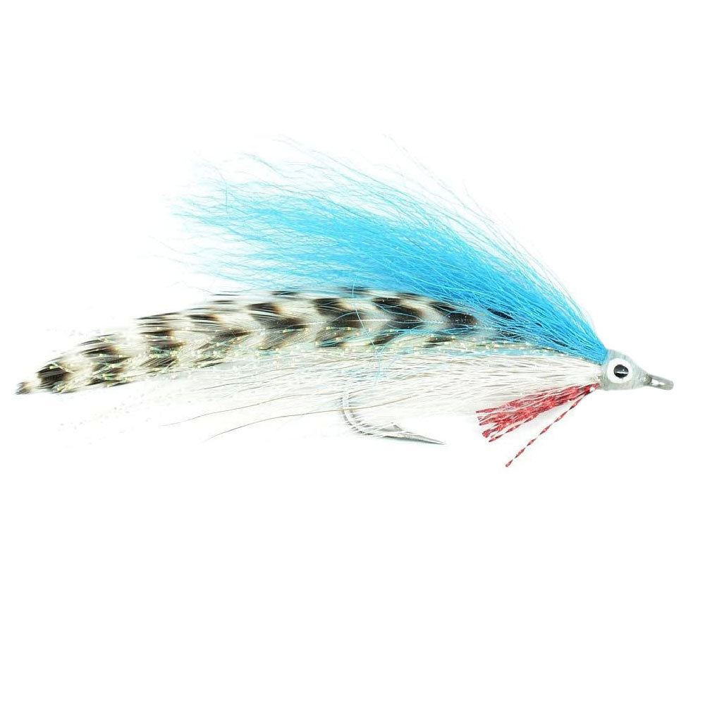 Lefty&#39;s Deceiver Saltwater Streamer Fly - Blue/White/Grizzly - 4 Flies Hook Size 1/0