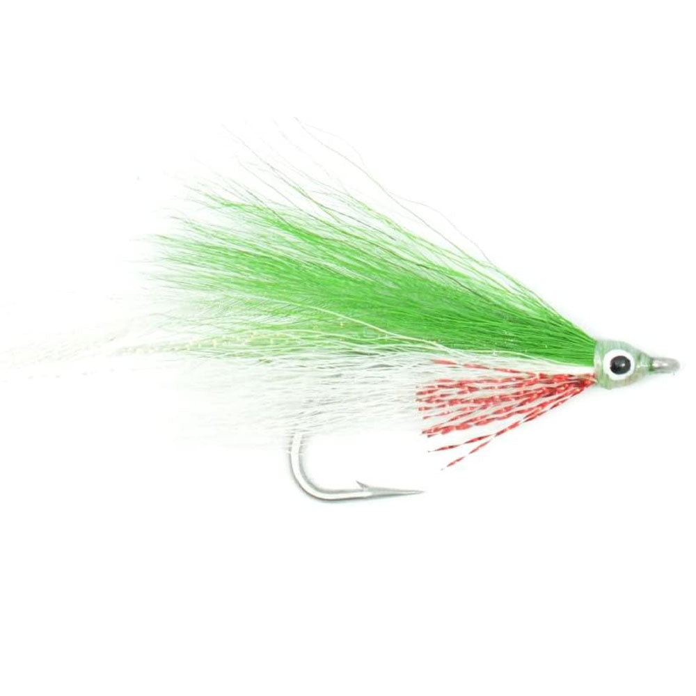 Lefty&#39;s Deceiver Saltwater Streamer Fly - Green/White - 4 Flies Hook Size 1/0