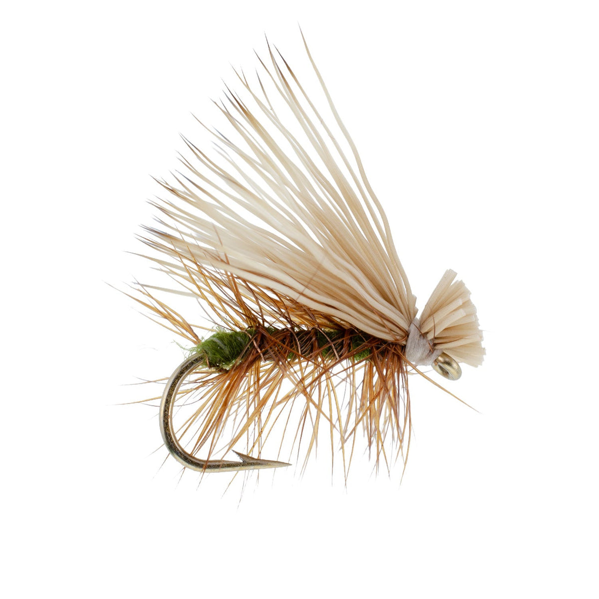 Olive Elk Hair Caddis Classic Trout Dry Fly - (6 Pack, Sz 14)