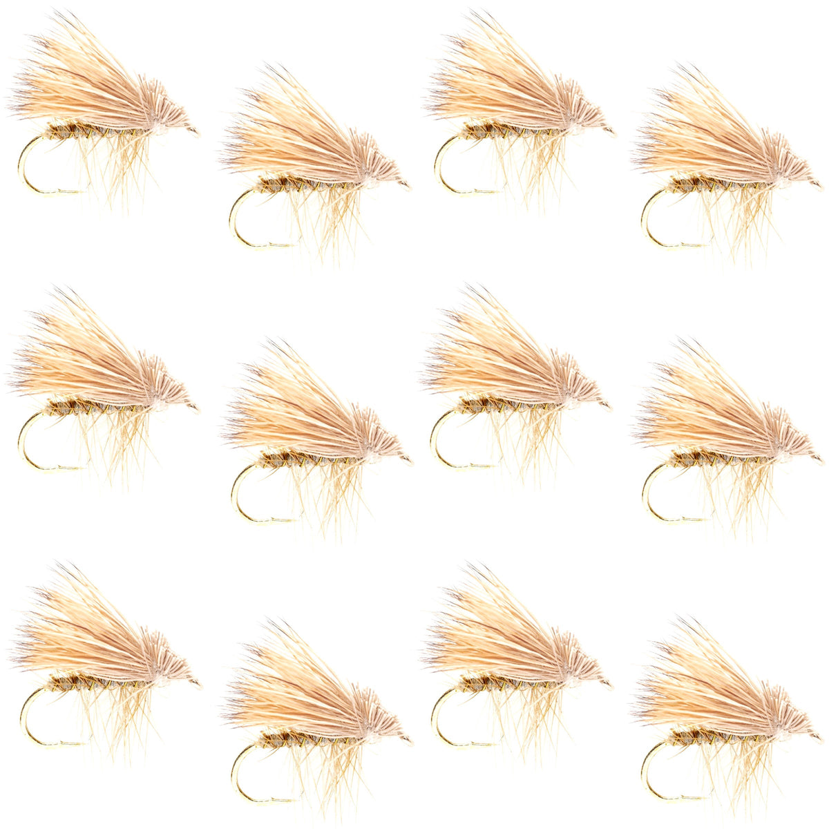 Barbless Yellow Elk Hair Caddis Classic Trout Dry Flies 1 Dozen Flies Size 18
