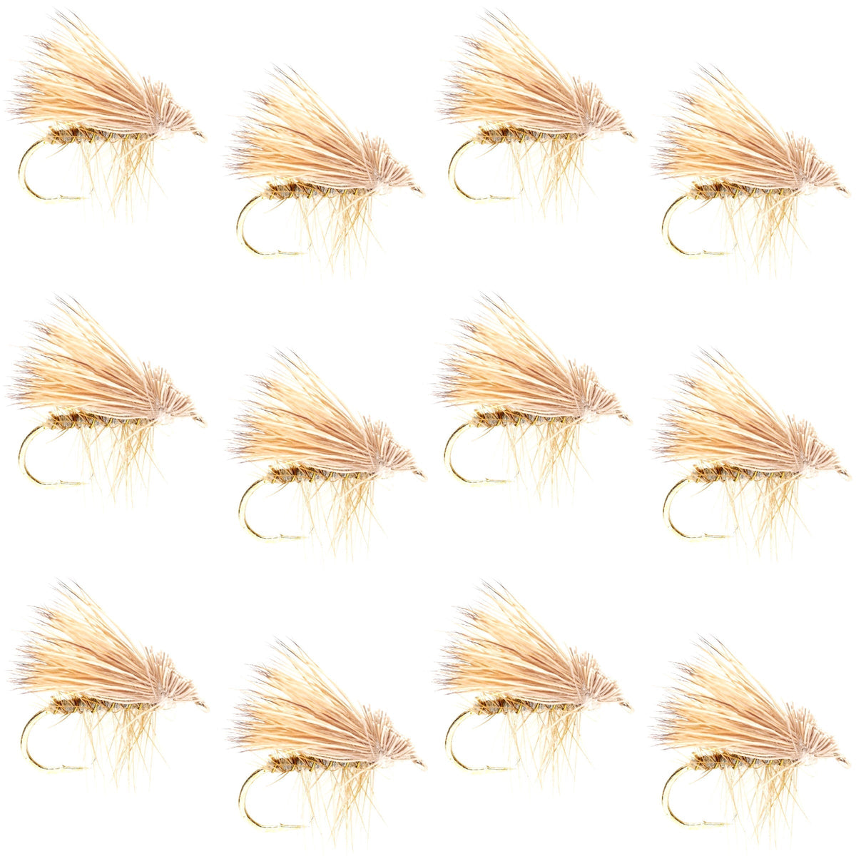 Barbless Yellow Elk Hair Caddis Classic Trout Dry Flies 1 Dozen Flies Size 12