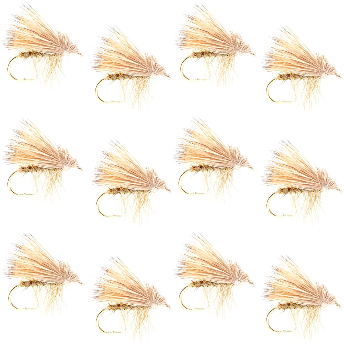Barbless Yellow Elk Hair Caddis Classic Trout Dry Flies 1 Dozen Flies Size 16