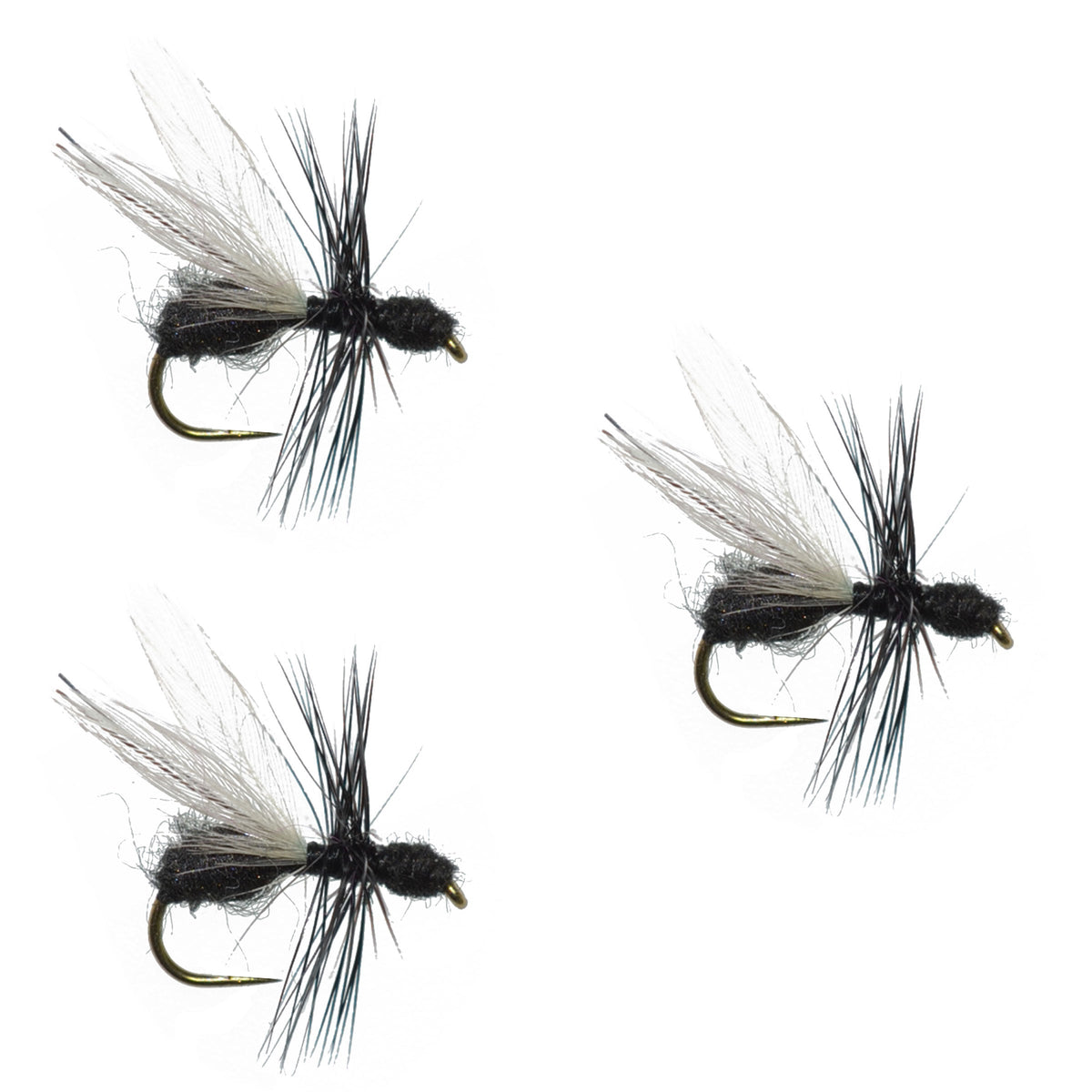 Black Fur Flying Ant Terrestrial Trout Dry Fly - (3 Pack, Sz 18)