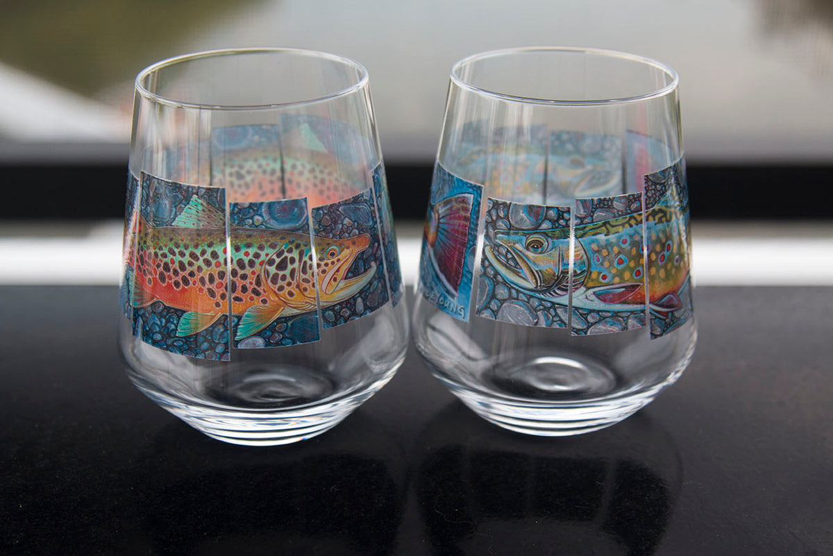 Trout Wine Glasses By Derek DeYoung