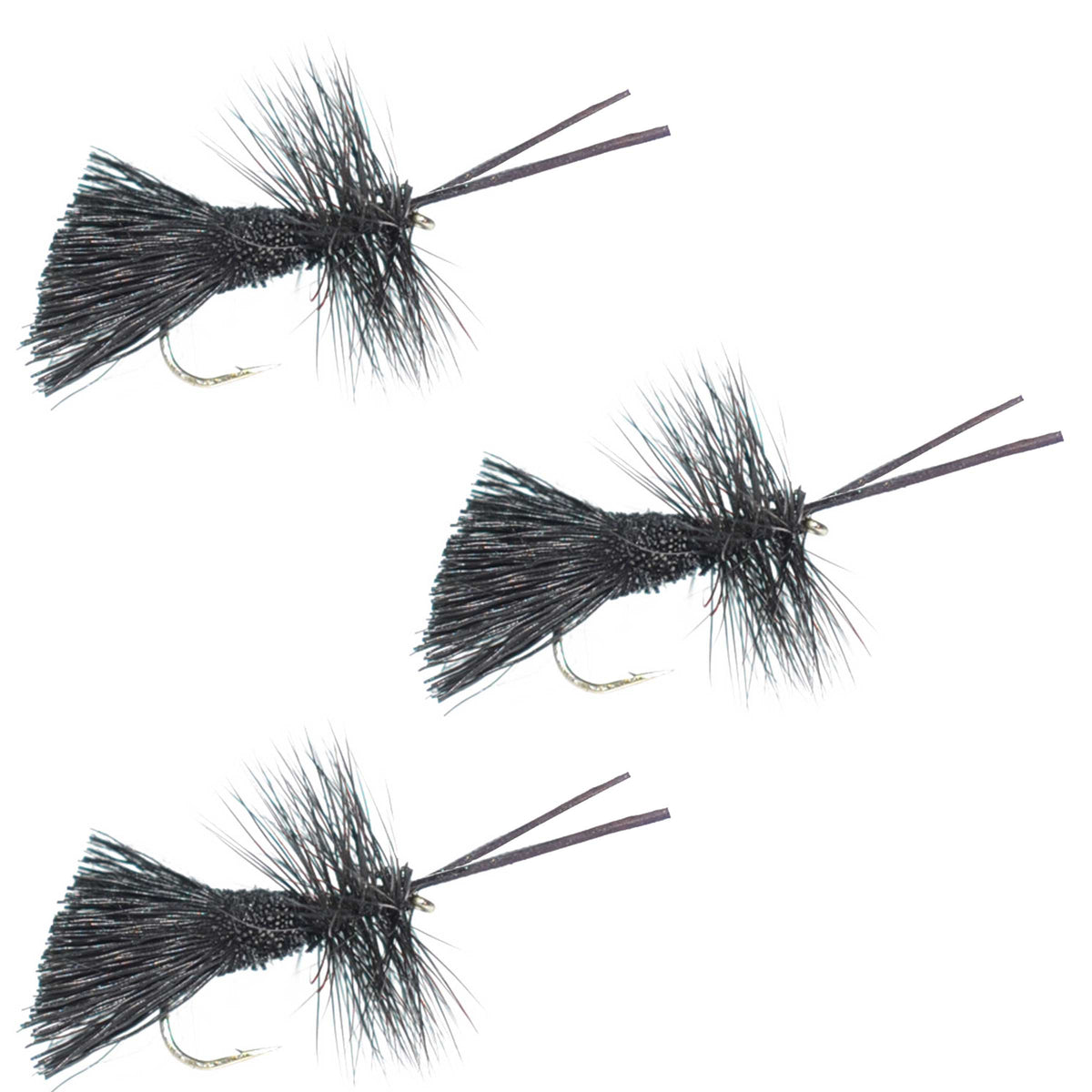 3 Pack Goddard Caddis Black Dry Fly - (Sz 16)