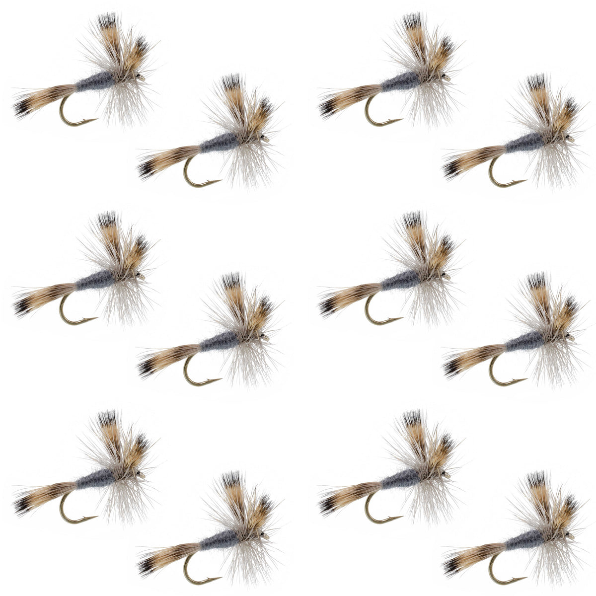 Gray Wulff Classic Trout Dry Fly -12 Flies Hook Size 14
