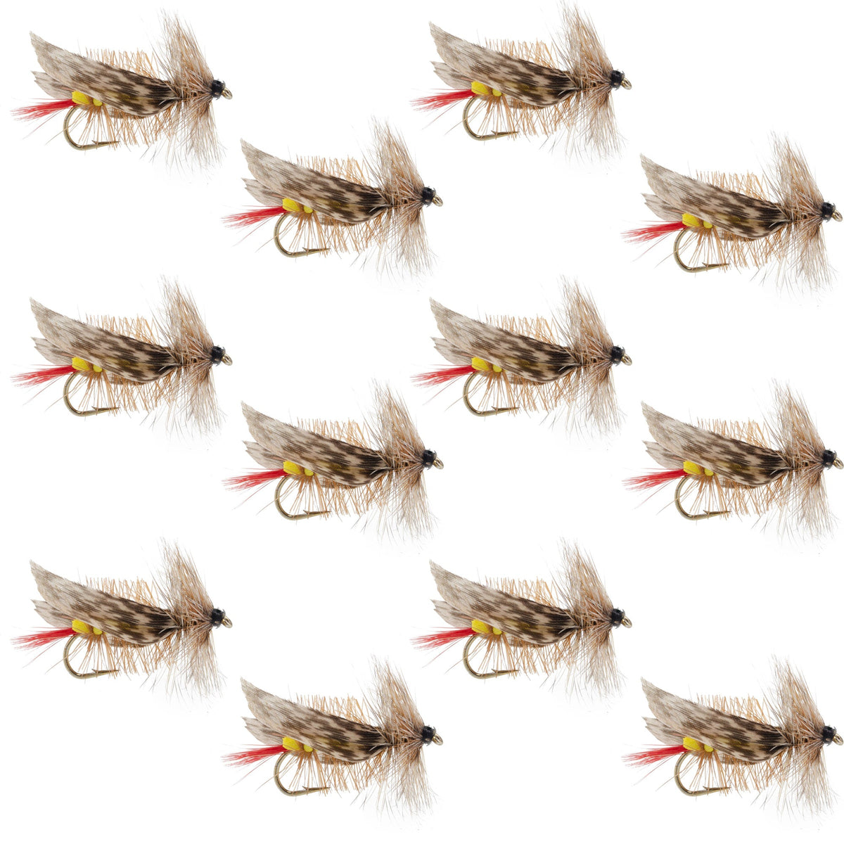 Joe's Hopper Yellow Foam Body Grasshopper Fly - (12 Pack, Sz 8)