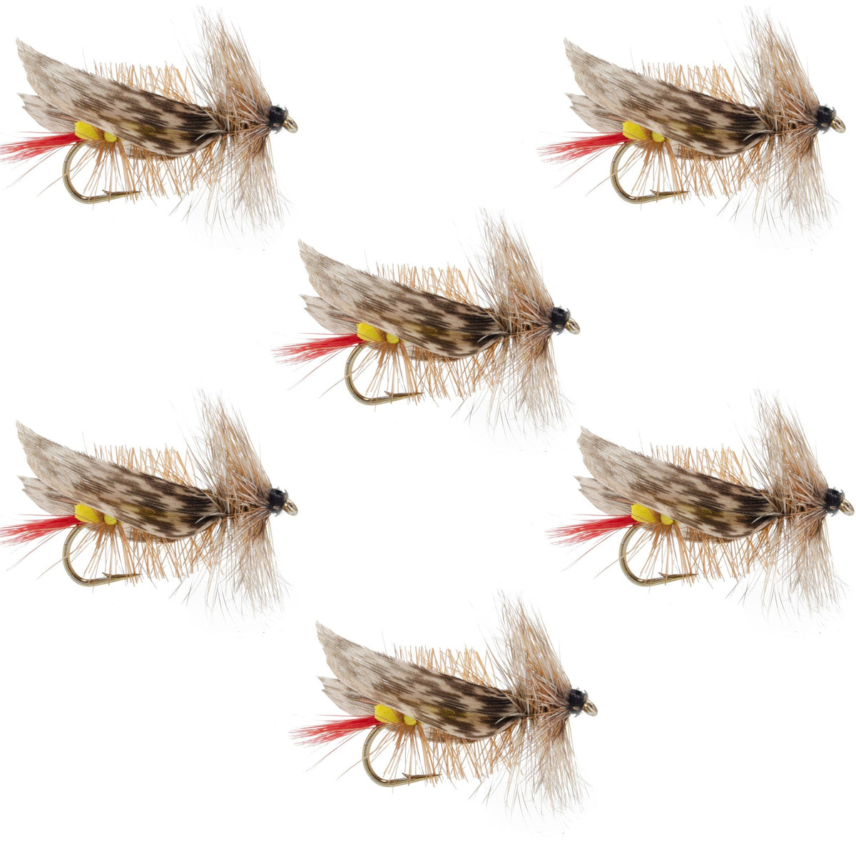 Joe's Hopper Yellow Foam Body Grasshopper Fly - (6 Pack, Sz 8)