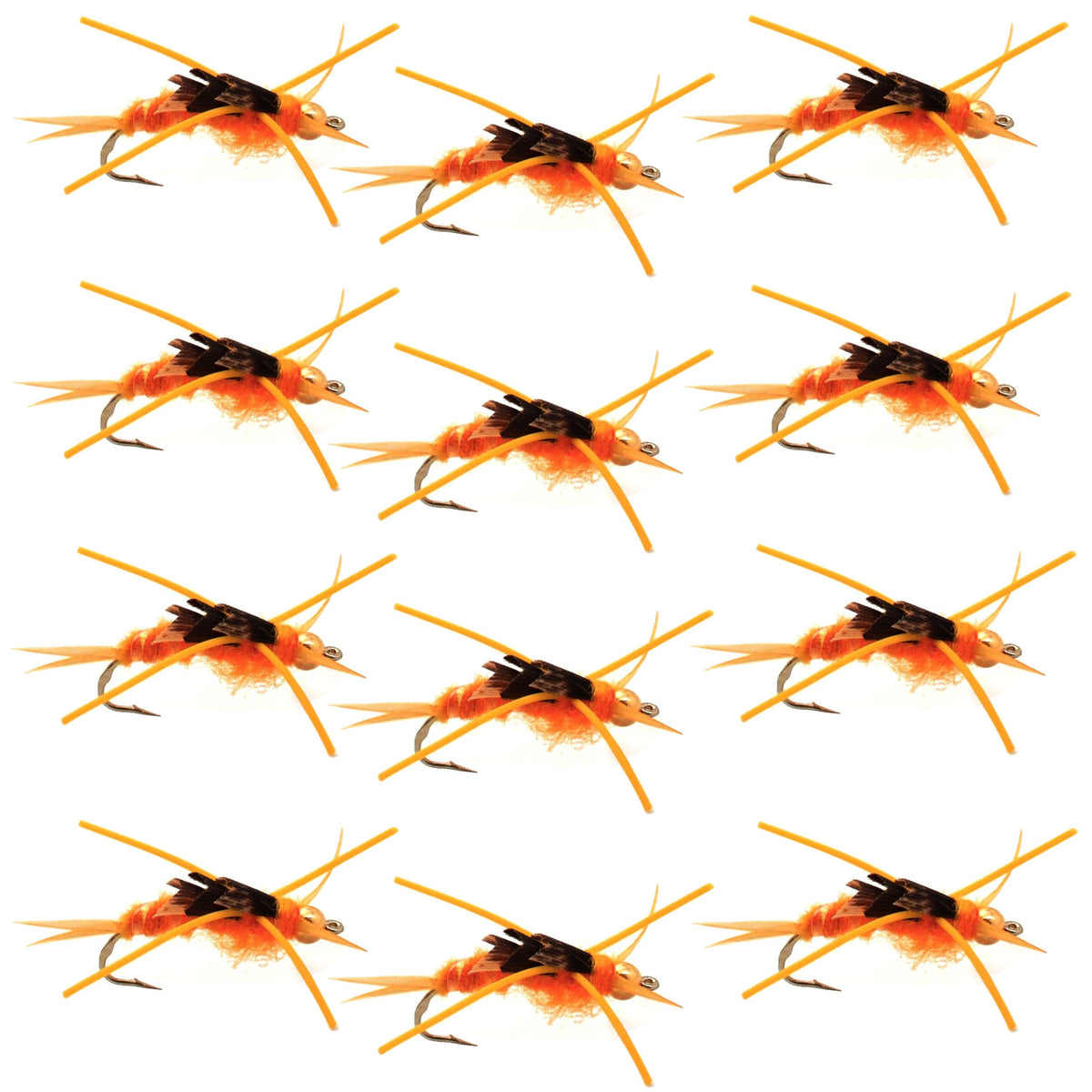 Gold Bead Kaufmann&#39;s Golden Stone Fly Nymph Rubber Legs - 1 Dozen Flies Hook Size 8