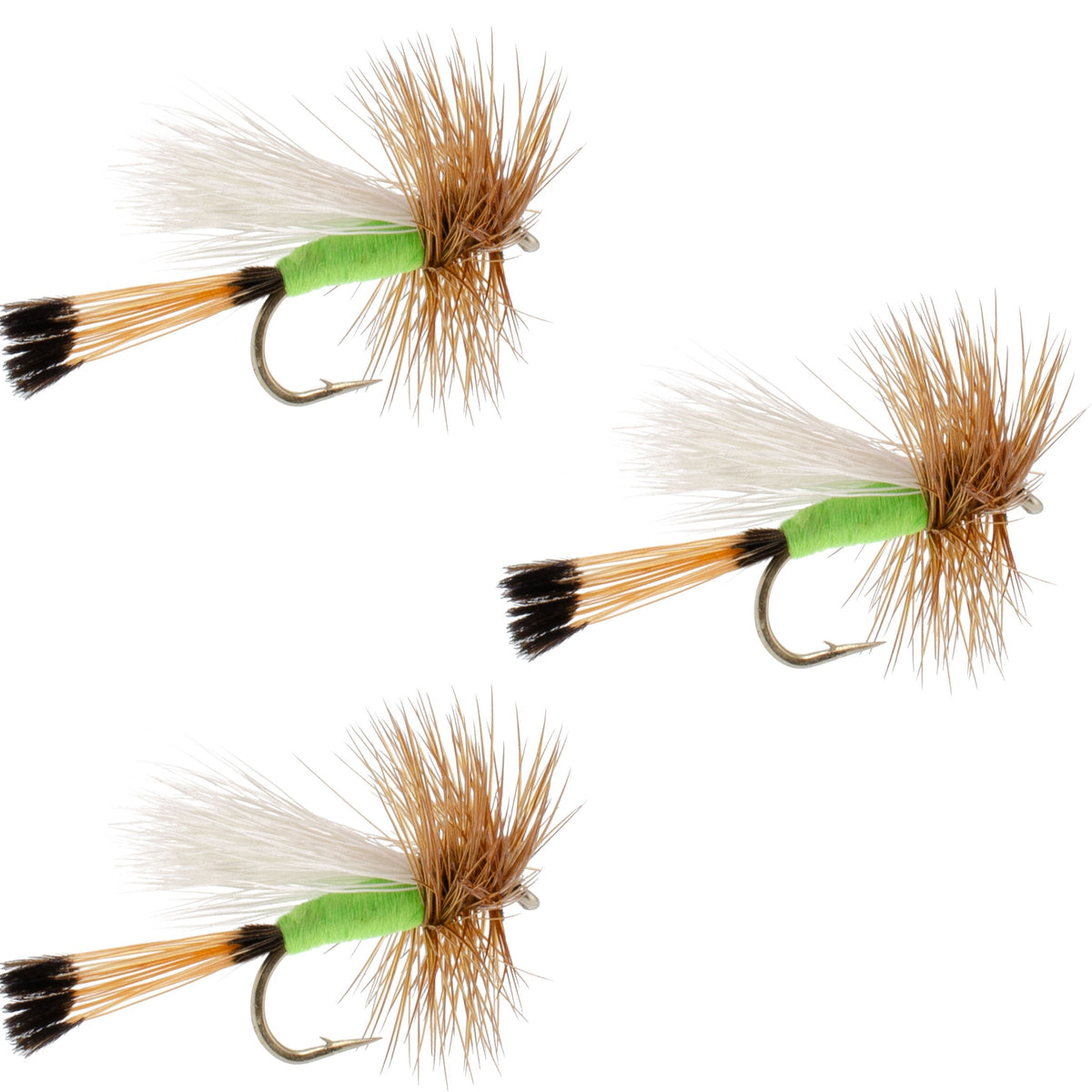 Lime Trude Classic Hair Wing Dry Fly - (3 Pack, Sz 18)