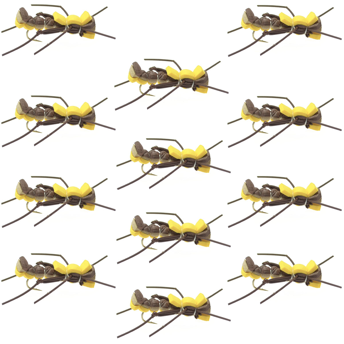 Mantis BLT Foam Body Grasshopper Fly - 1 Dozen Flies Hook Size 10