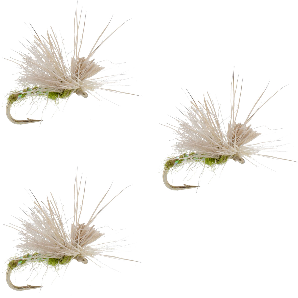 Olive Missing Link Caddis or Mayfly Flies - (3 Pack, Sz 18)