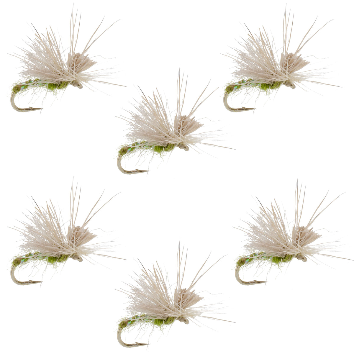 Olive Missing Link Caddis or Mayfly Flies - (6 Pack, Sz 18)